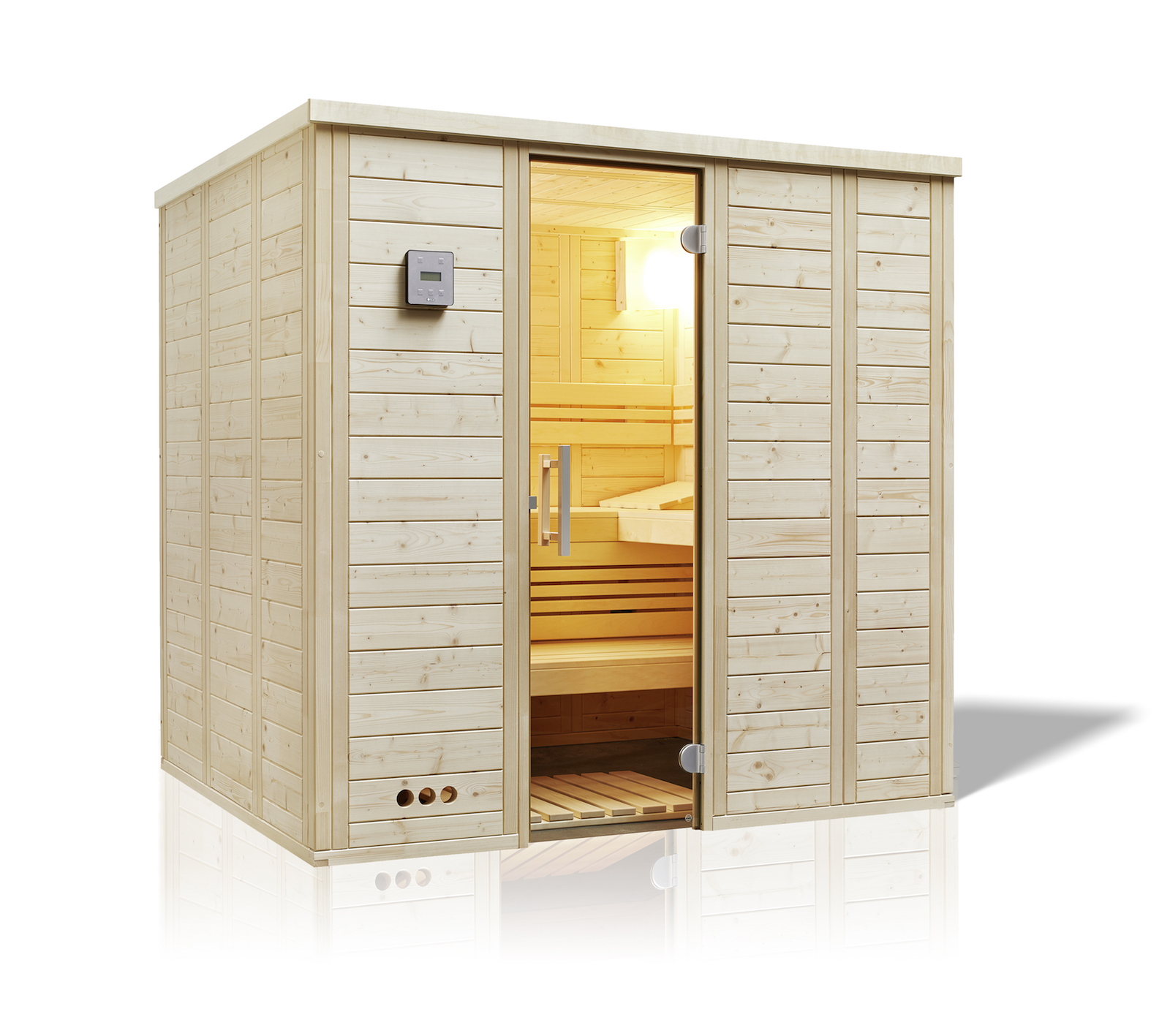 Infraworld Urban 209 gerade Saunakabine Massivholzsauna Fichte 211x209x200 cm