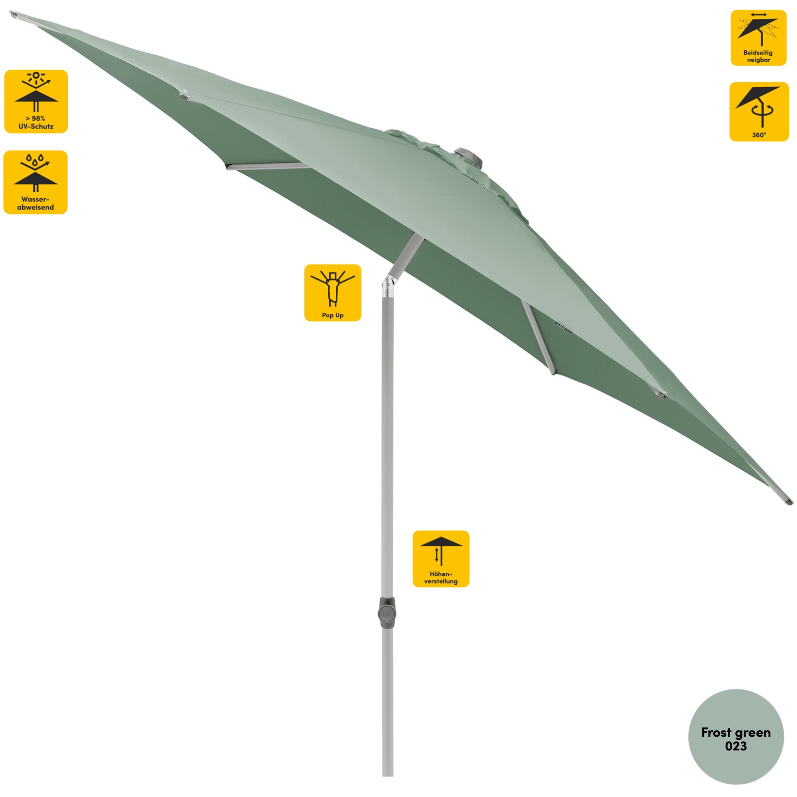 Sonnenschirm SUNCOMFORT® by Glatz Pop Up rund 250 cm in Frost Green 023