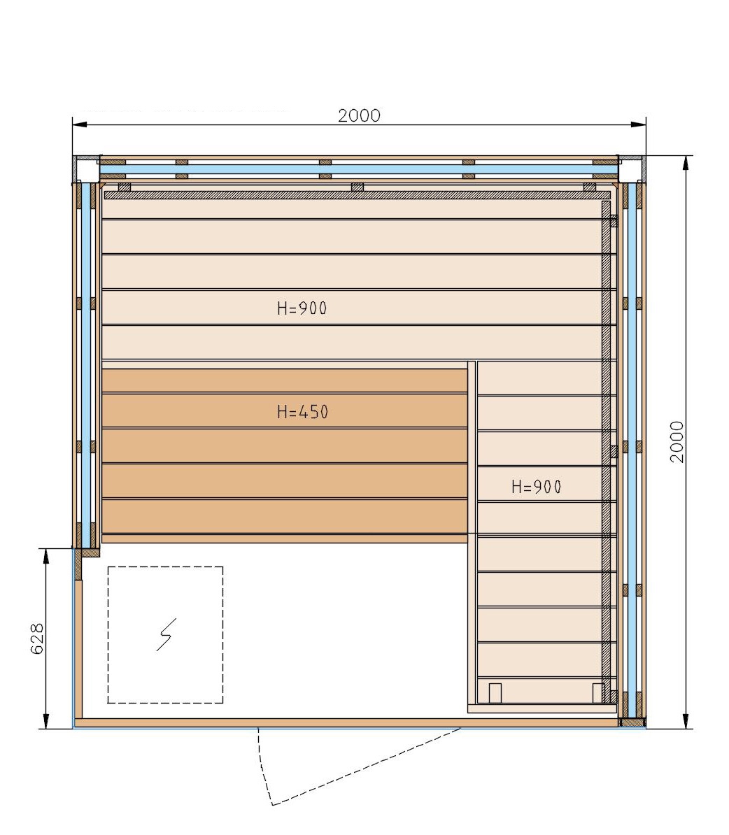 Harvia Block Left Large Saunakabine Design-Sauna aus Thermo-Erle 198x200x210cm inkl. LED Beleuchtung