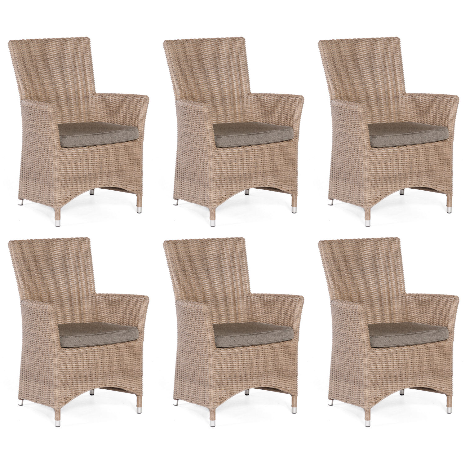 Sonnenpartner 6x Garten-Sessel Ikarus Aluminium/Polyrattan rustic-stream Gartenstuhl