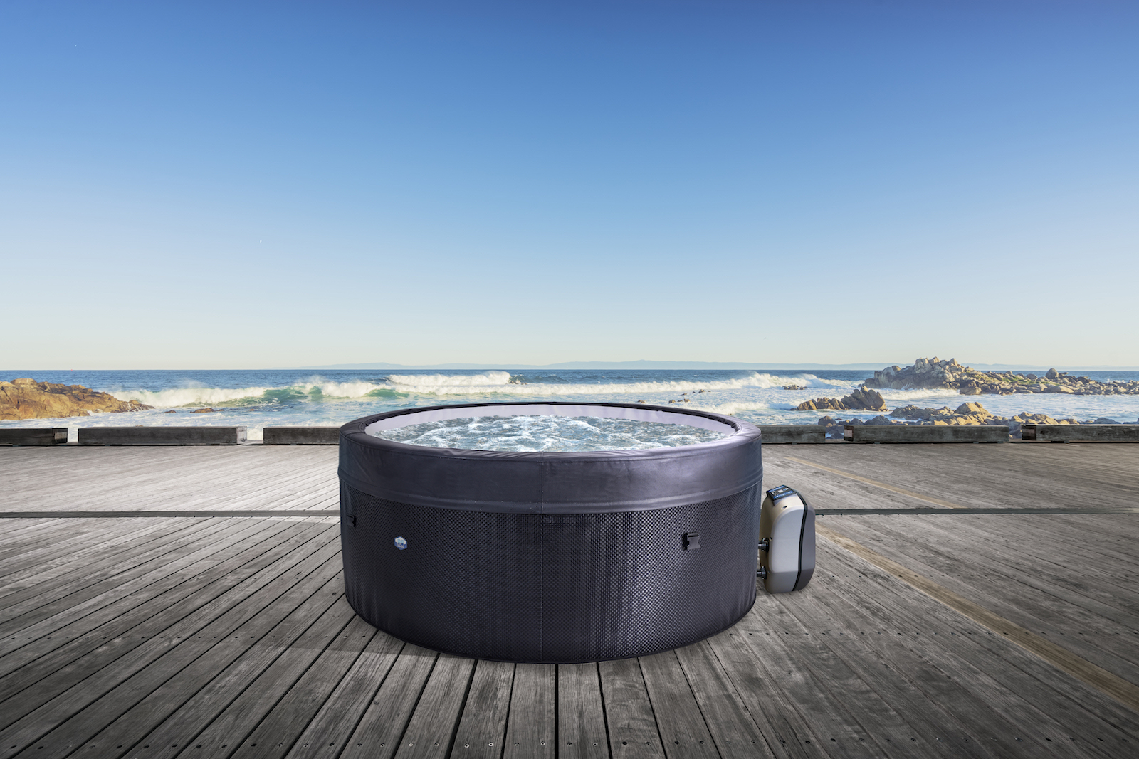 NetSpa Vita Whirlpool halbstarr rund für 4 Personen Ø 156 x 73 cm inkl. Umrandung mit 5 teiliges Mobiliar