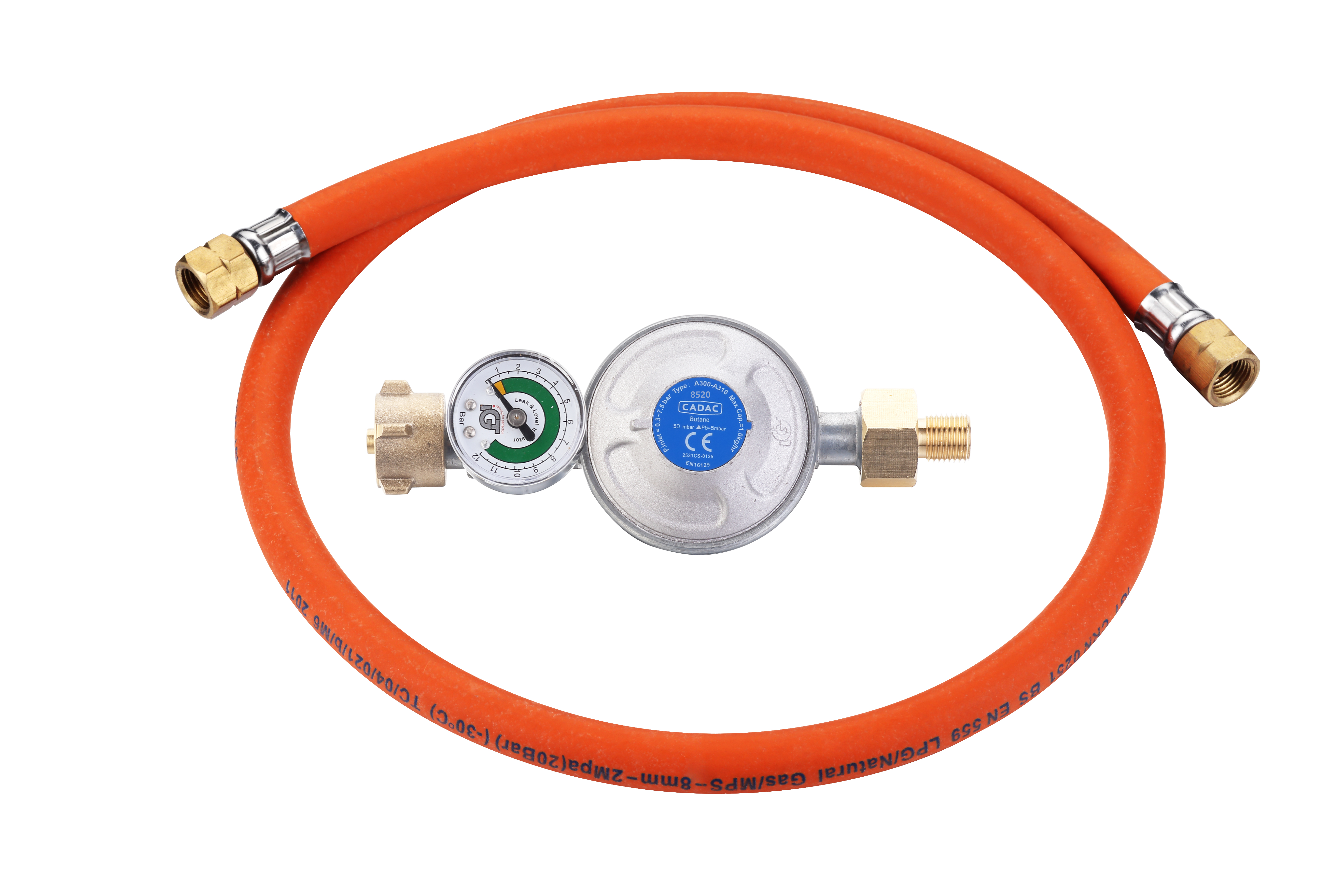 Cadac Gasdruckregler Überdruckregler Überlaufregler 50 mbar mit Schlauch 1/4'' BSP Linksaußengewinde