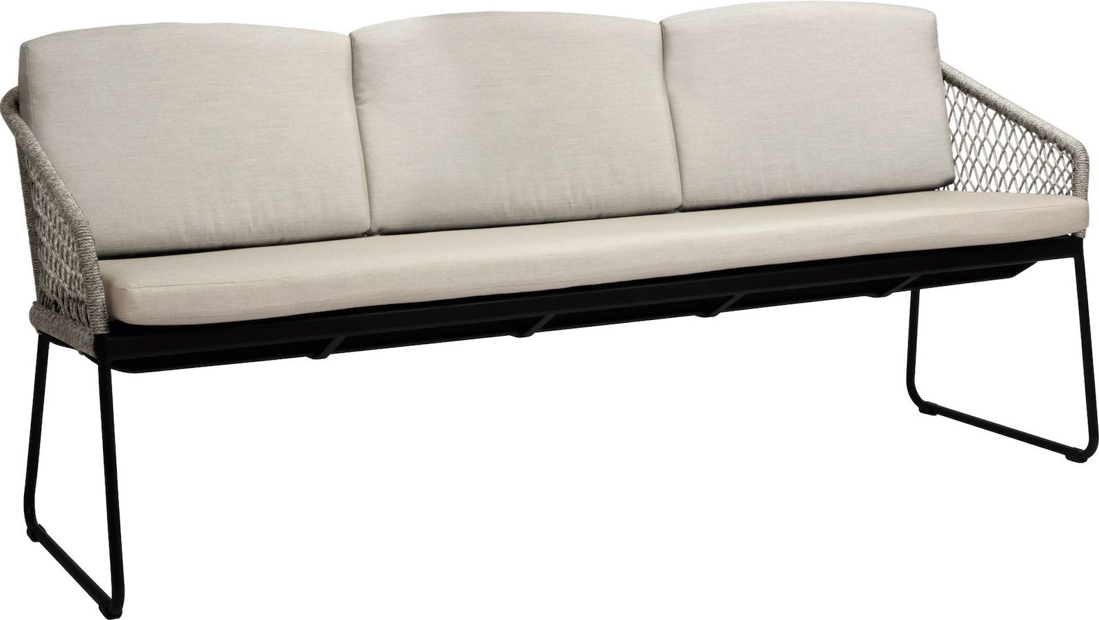 Stern Odea 3-Sitzer Kufenbank Gartensofa Lounge-Bank Gartenbank mit Kissen cream