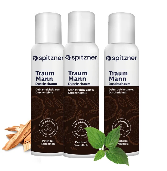 Spitzner Duschschaum Set TraumMann 3x 150 ml Erfrischende Wellness-Dusche sanft hautverträglich und 100% vegan 3er Set
