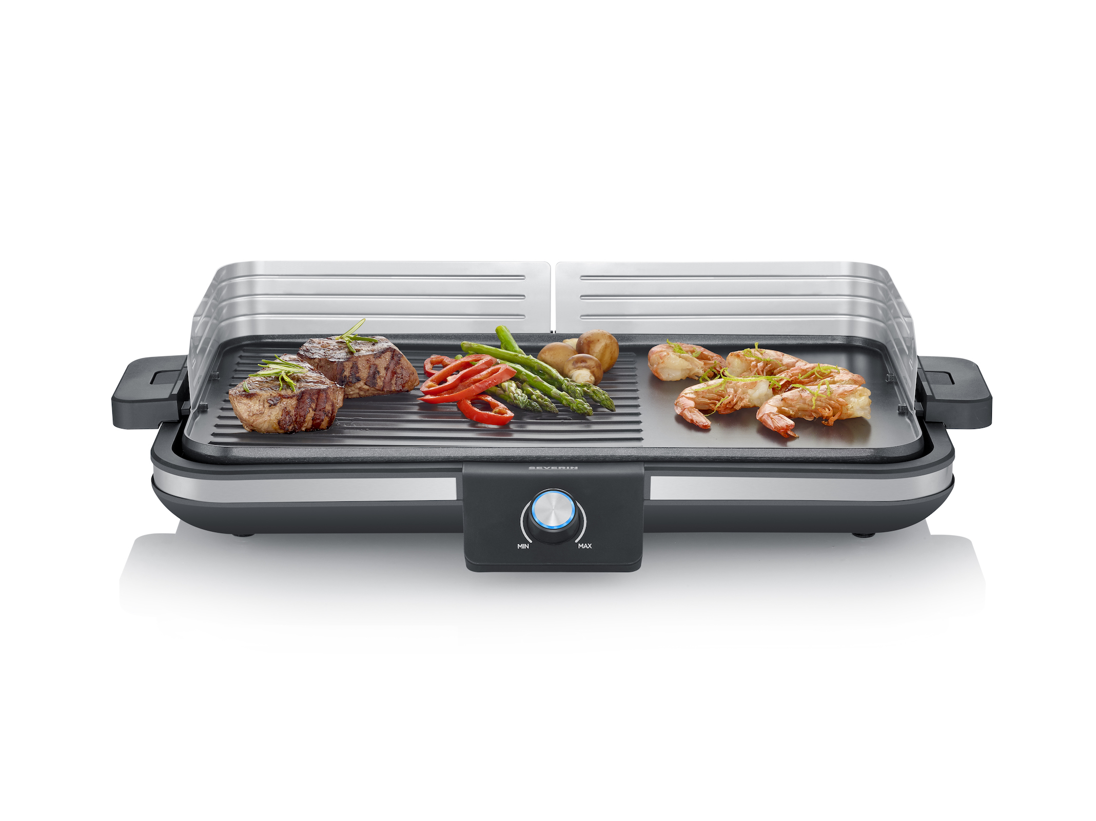 SEVERIN Tischgrill Plancha PG 8564 Elektrogrill inkl. Windschutz