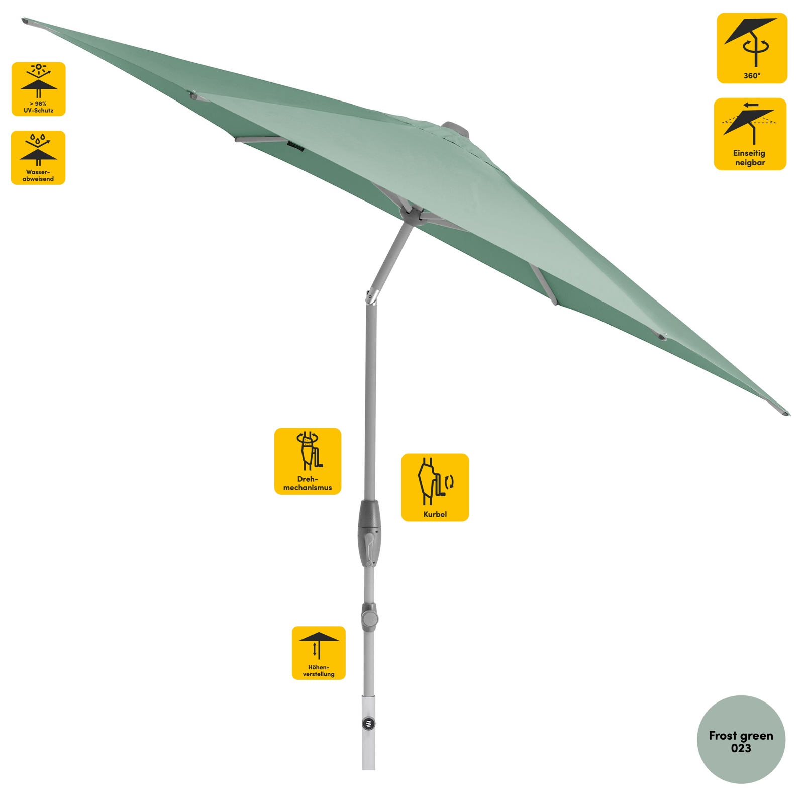 Sonnenschirm SUNCOMFORT® by Glatz Shell Turn rund ø 300 cm in Frost Green 023