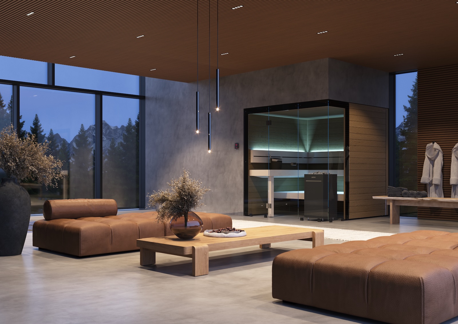 Harvia Block Right Large Saunakabine Design-Sauna aus Thermo-Erle 198x200x210cm inkl. LED Beleuchtung