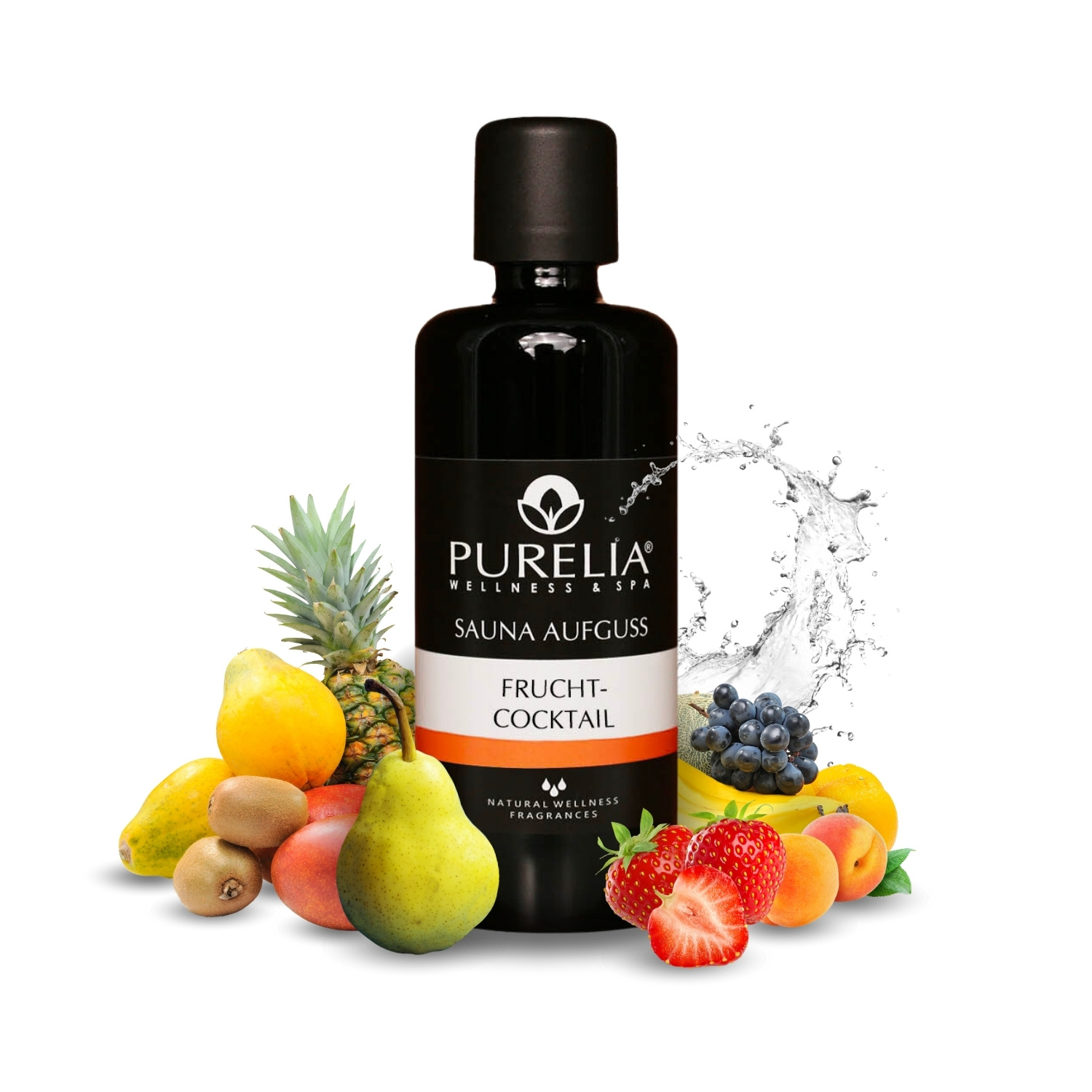 PURELIA Saunaaufguss Konzentrat Frucht-Cocktail 100 ml natürlicher Sauna-aufguss - reine ätherische Öle
