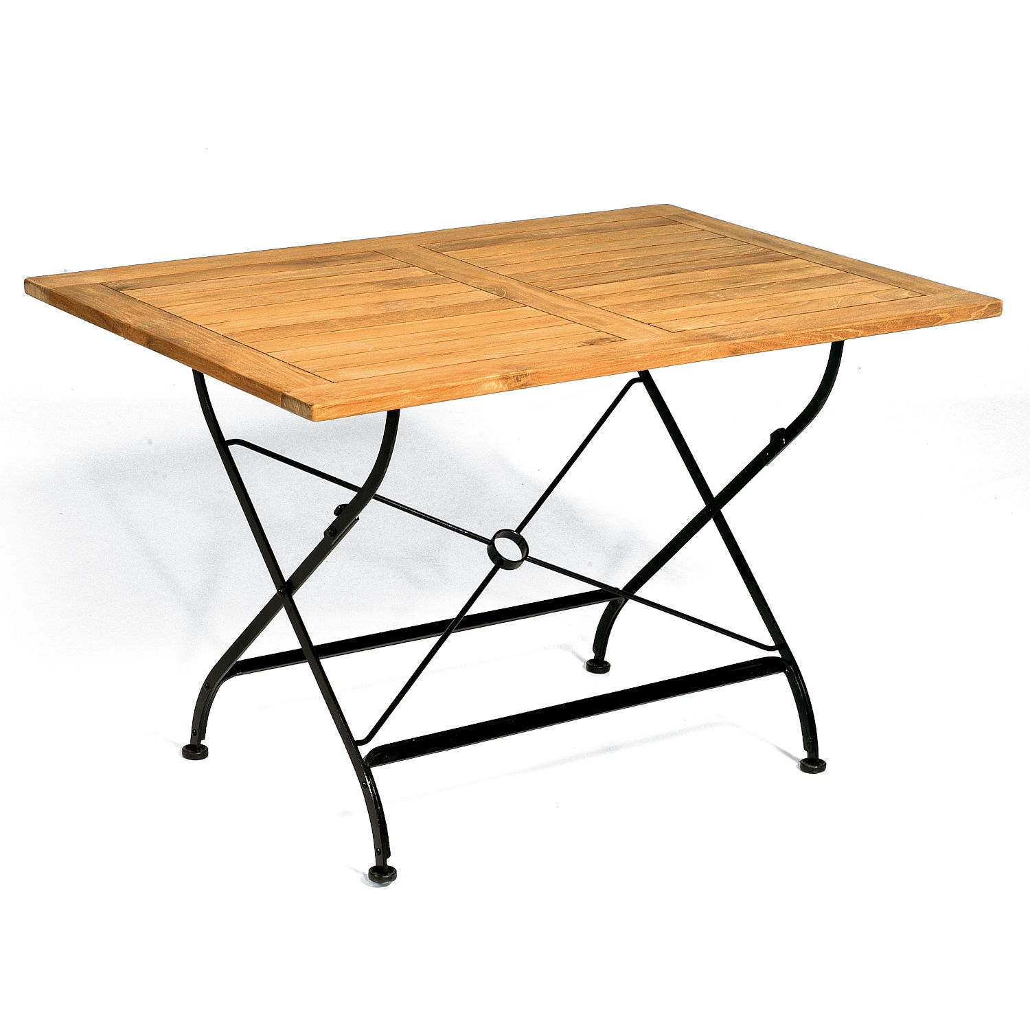 Sonnenpartner 4-teilige Sitzgruppe Oxford 120x80 cm Teakholz und Eisen schwarz Gartentisch klappbar