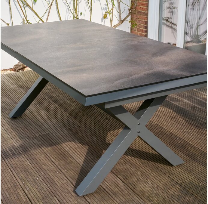 Siena Garden  Sincro Dining Tisch, ausziehbar – 200/260 x 100 cm, Aluminium (matt anthrazit) & HPL Titan