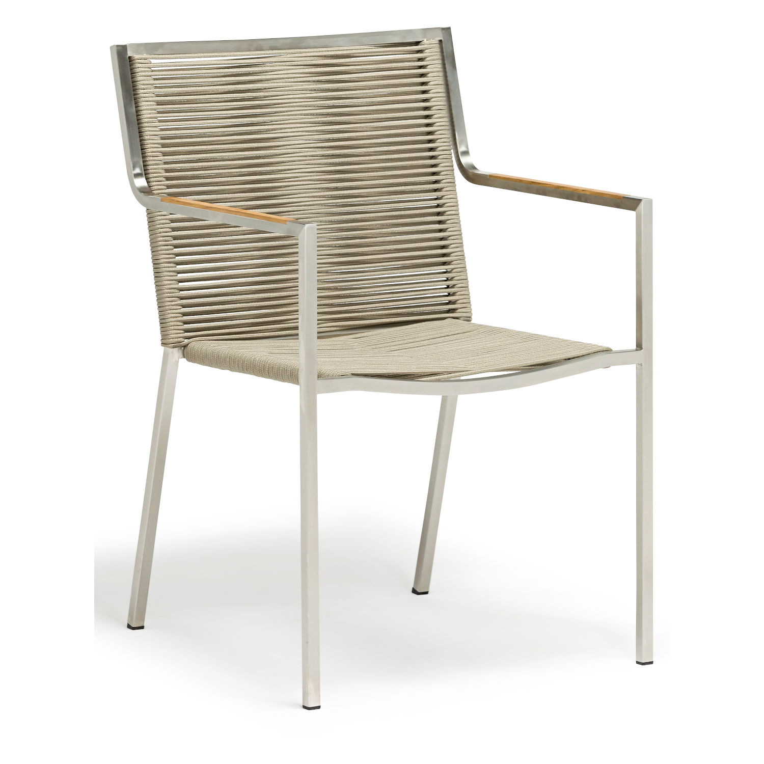 Inko Sitzgruppe Varuna Edelstahl/Kordel/Teak 160x90 cm Tisch mit Stapelsesseln
