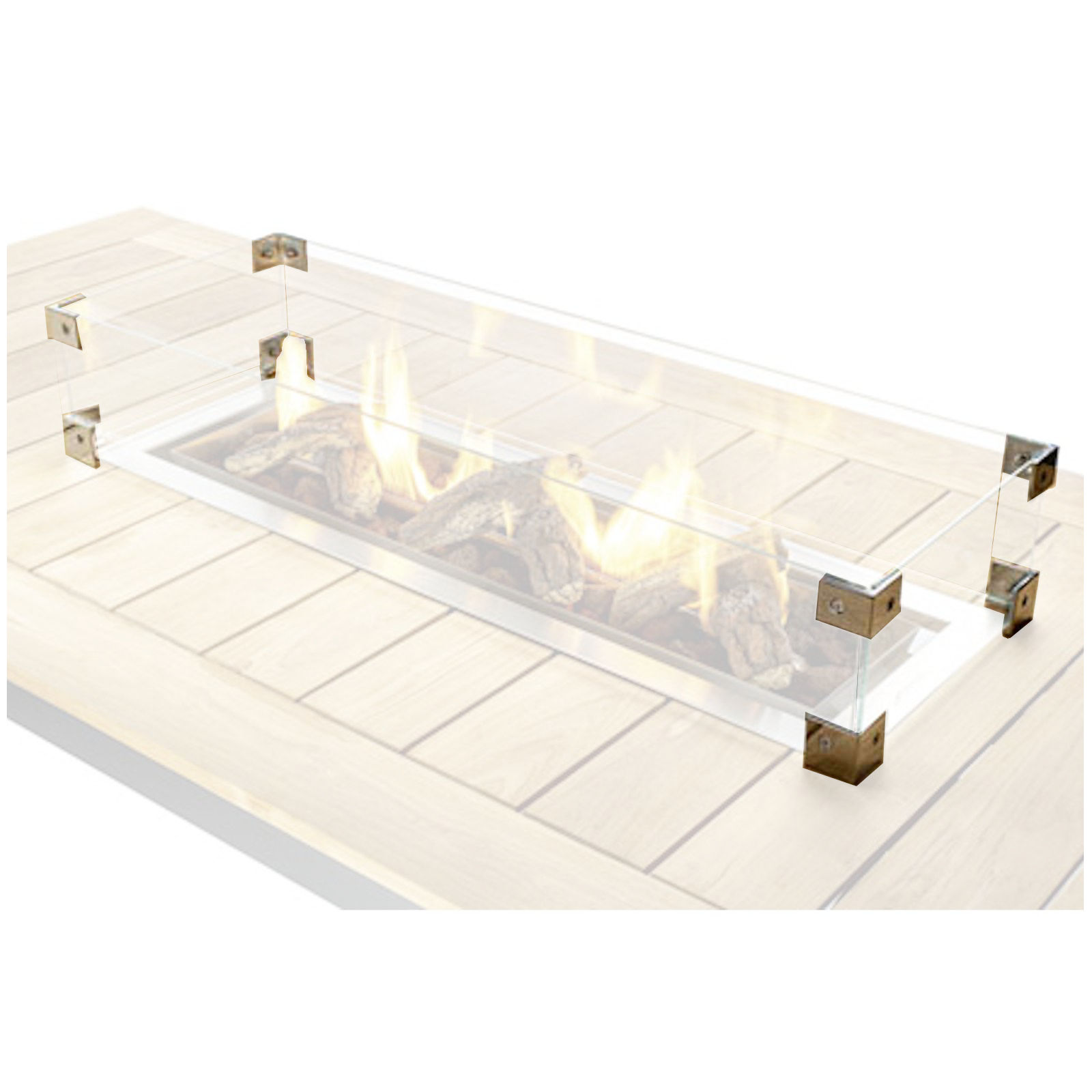 Happy Cocooning Glasschirm für Einbau-Feuertische rechteckig large Glasumrandung