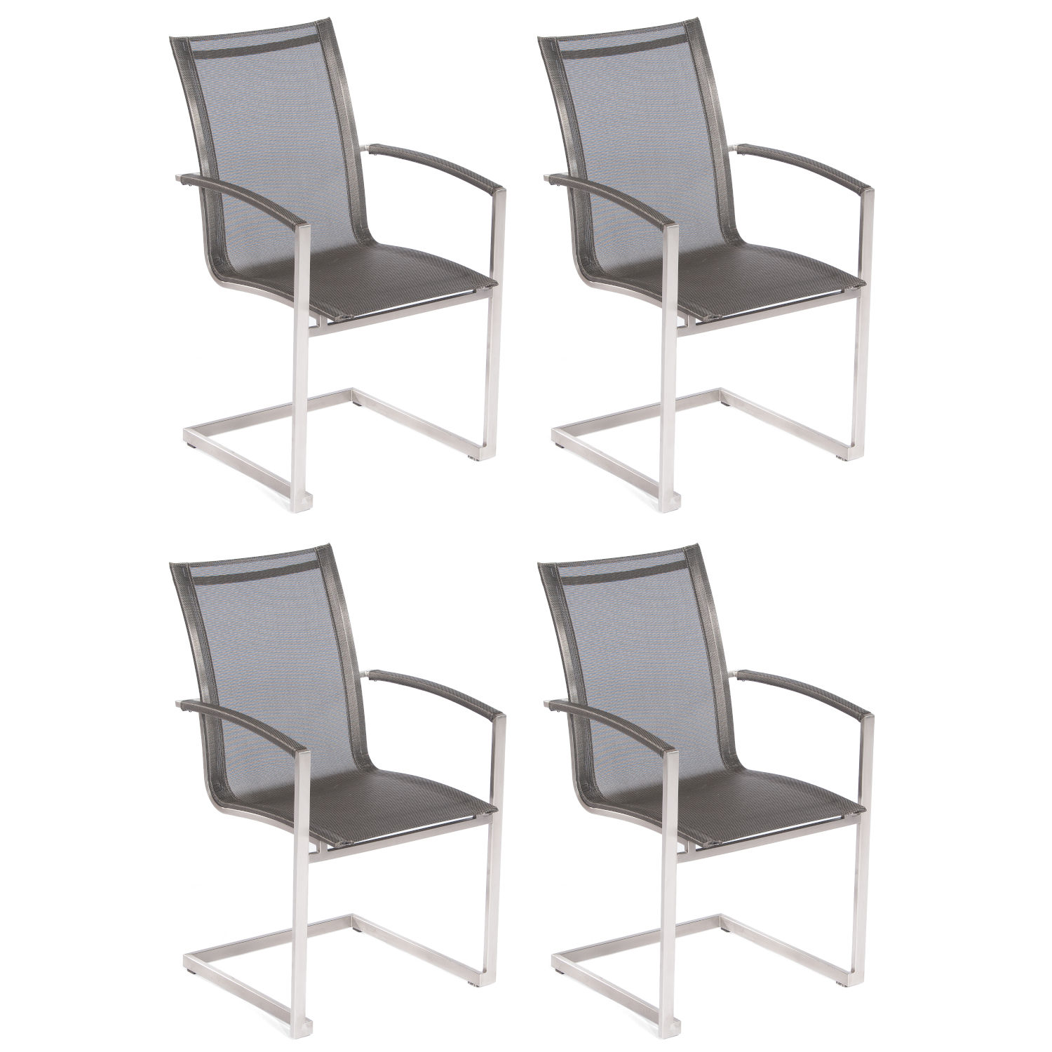 Sonnenpartner Millenium 4x Gartensessel Freischwinger Edelstahl/Textilen metallic