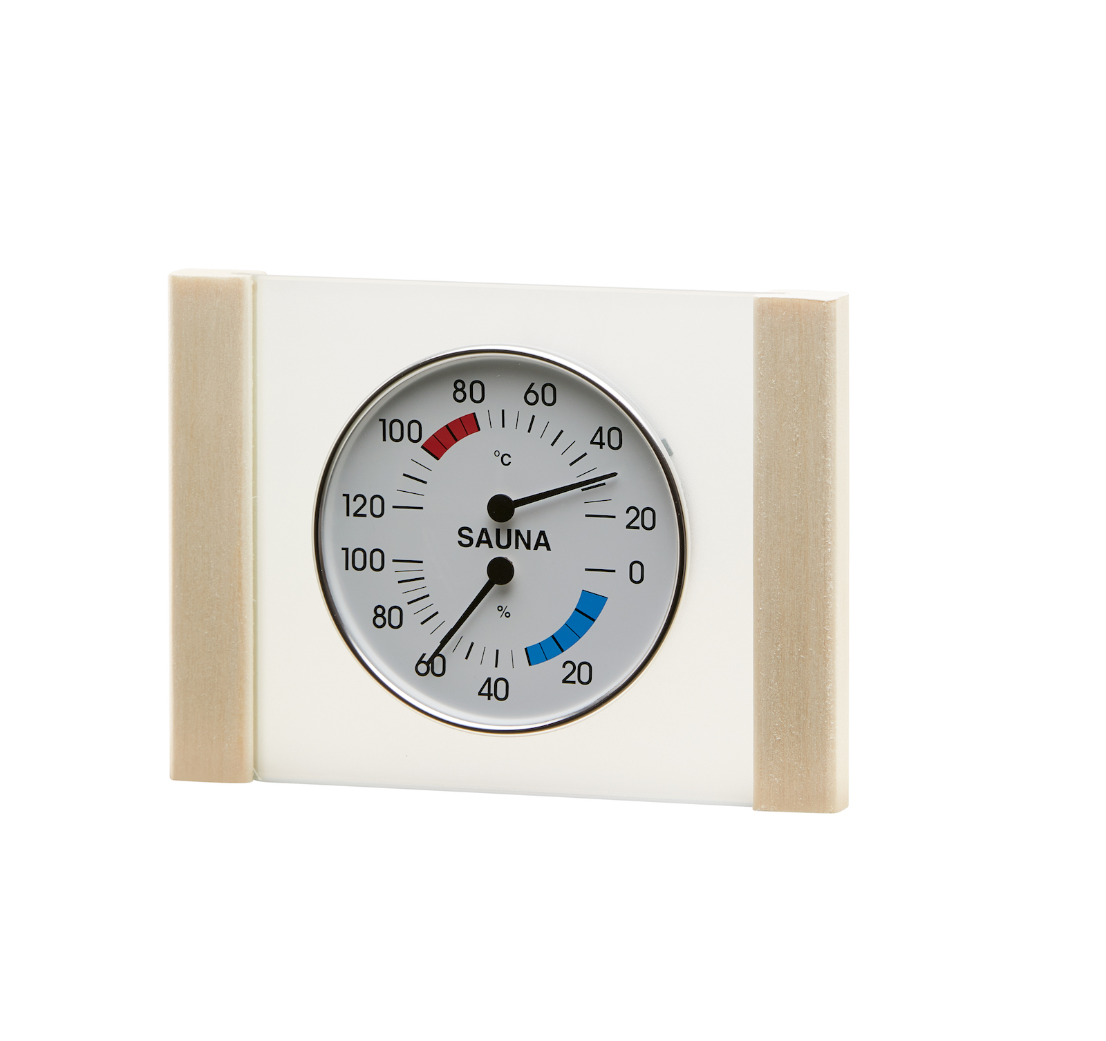 Infraworld Klimamesser mit Glas Holzrahmen in Espe Sauna Thermometer Hygrometer