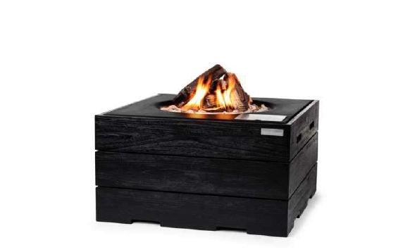 Happy Cocooning Mania Black Teak Feuertisch Quadratisch Inkl. 5 kg Lavasteine
