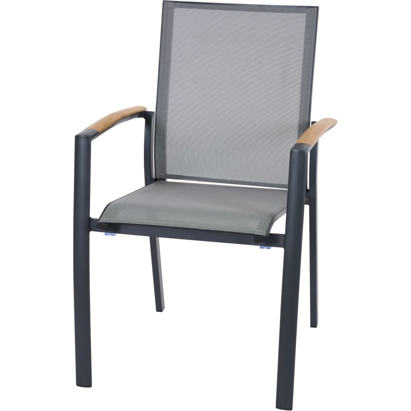 Siena Garden Velia Stapelsessel - Aluminium/Teak FSC  & RANOTEX®, schwarz-grau, (T59632)