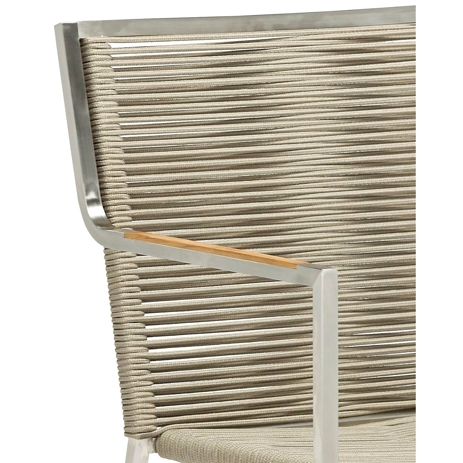 Inko Sitzgruppe Varuna Edelstahl/Kordel/Teak 160x90 cm Tisch mit Stapelsesseln