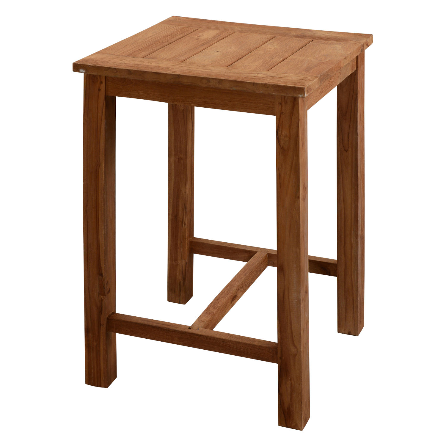 Inko 3-teilige Bar-Sitzgruppe Abacus recyceltes Teak 80x80x108 cm mit 2 Barstühlen