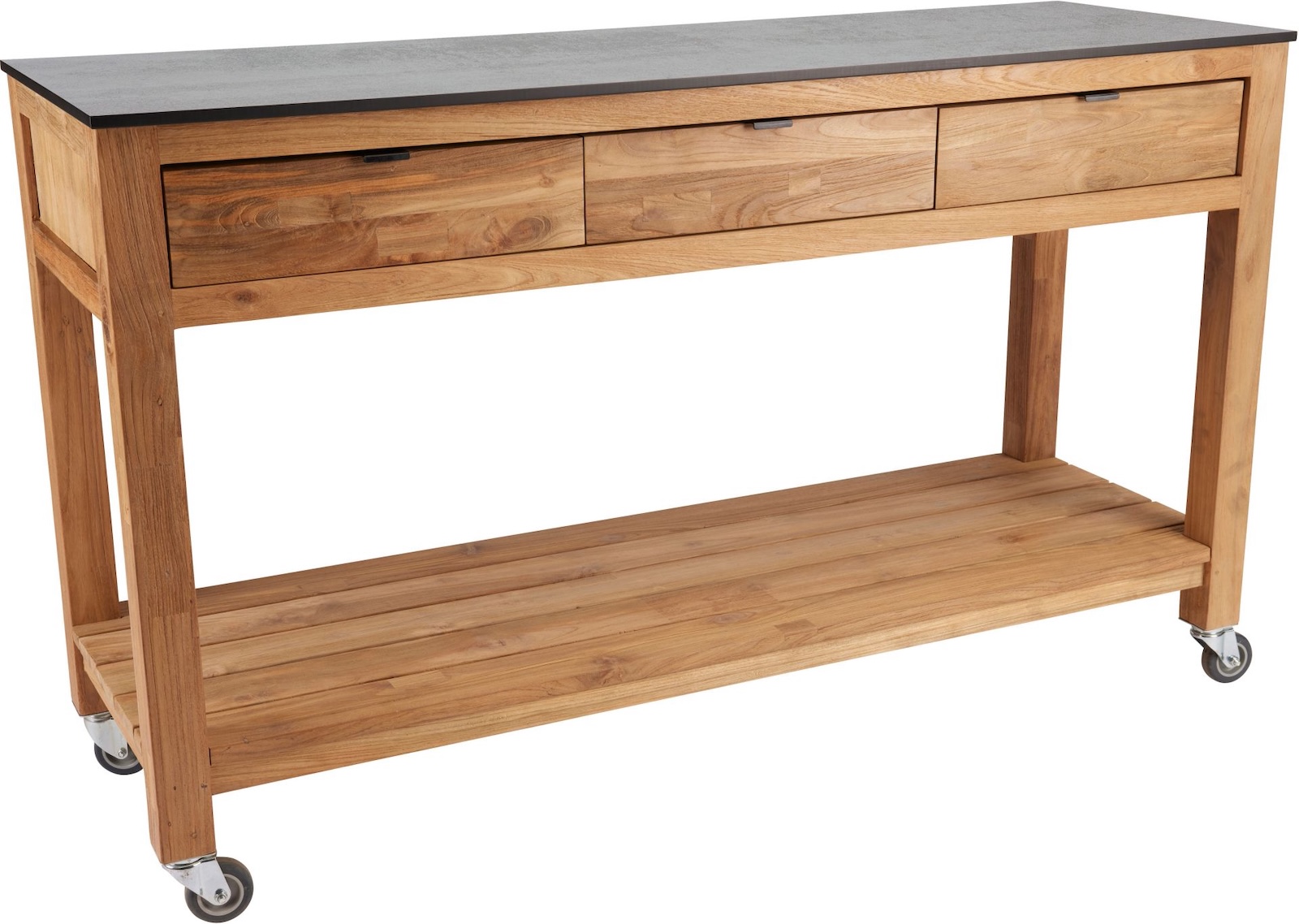 Stern Sideboard Hilda mit 3 Schubladen 150x50x92 cm Old Teak Silverstar Zement hell