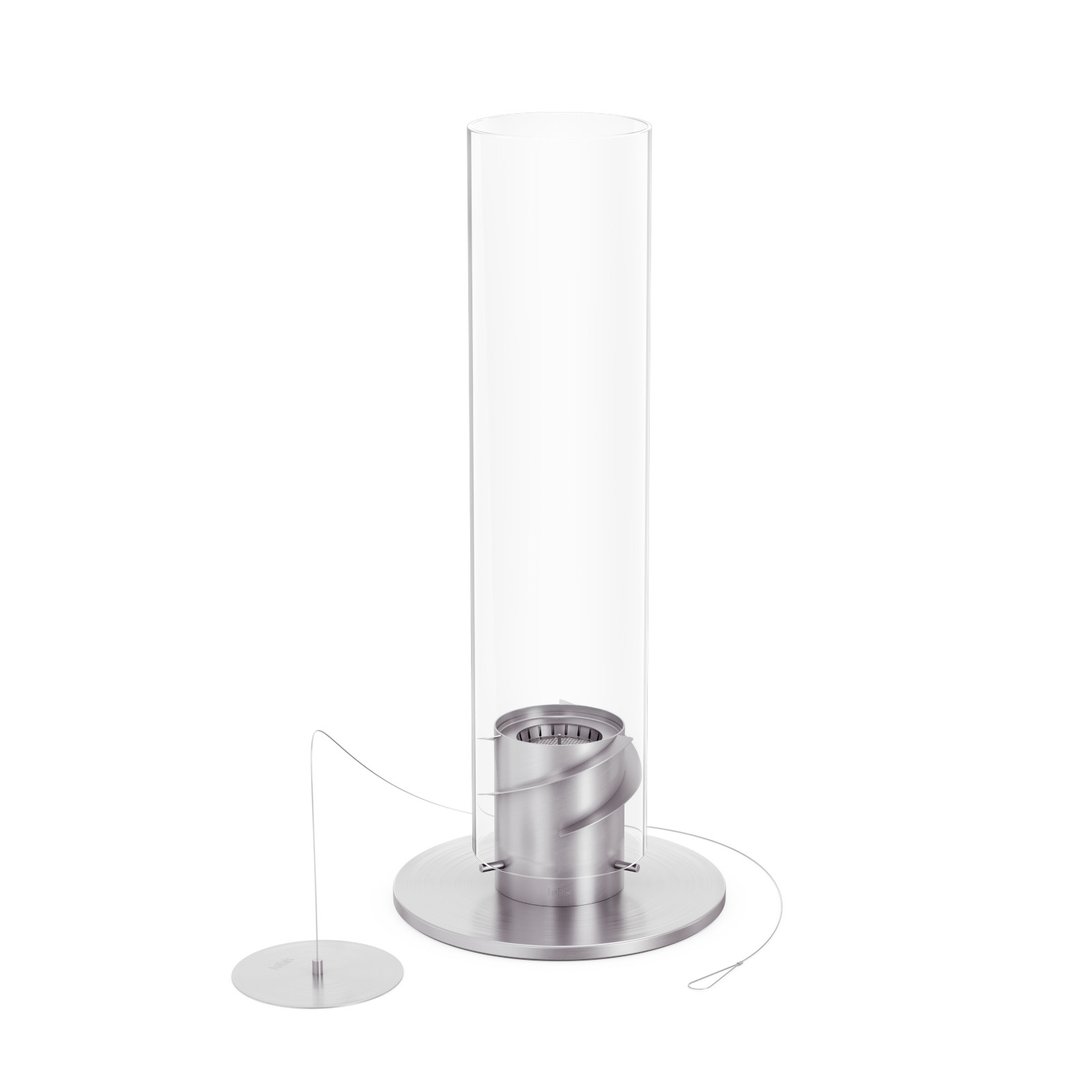 höfats Tischfeuer SPIN 900 silber Edelstahl/Glas Ø 19/9 cm mit Bio Burner Windlicht Gartenfackel
