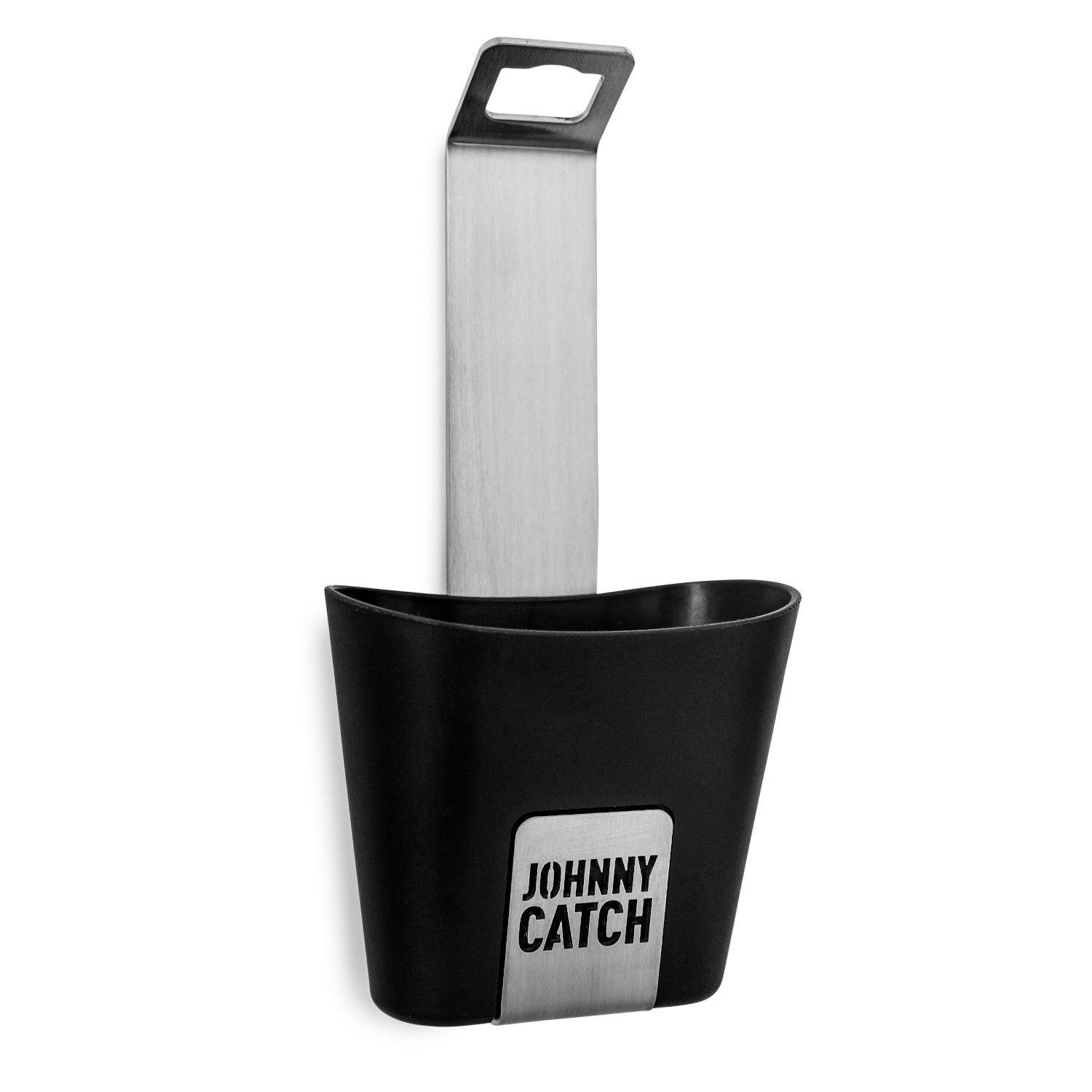 höfats Wand-Flaschenöffner mit Fangbecher JOHNNY CATCH CUP Edelstahl Montage ohne Schrauben 23x12x6 cm