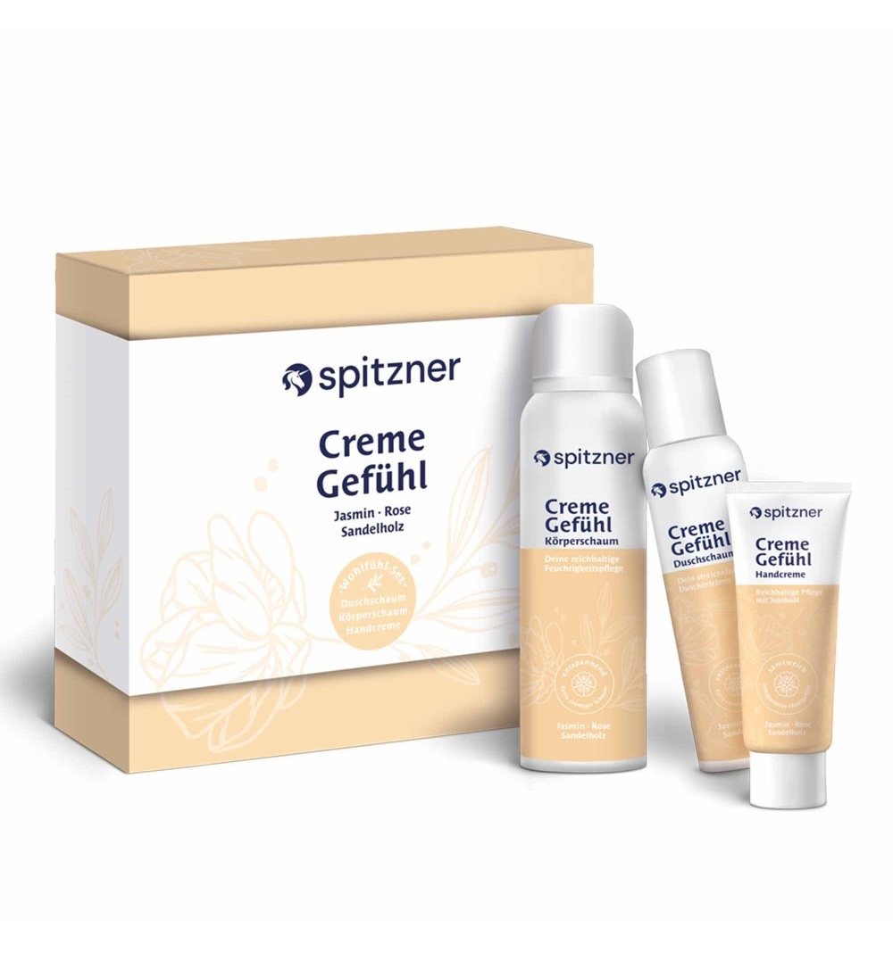 Spitzner Geschenkset CremeGefühl mit Duschschaum Körperschaum Handcreme Geschenkbox