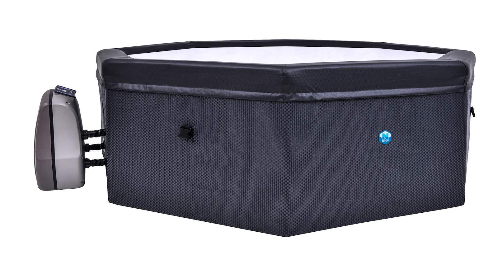 NetSpa Octopus Outdoor Whirlpool halbstarr achteckig für 4-6 Personen 193 x 73 cm schwarz