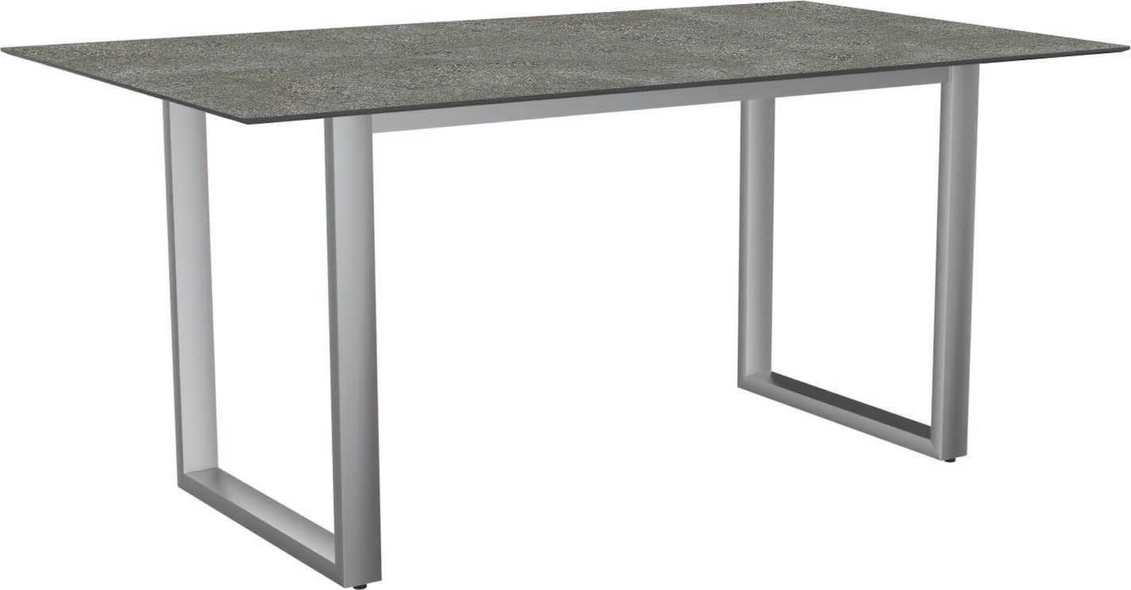 Stern Kufentisch Gartentisch Dining-Tisch Edelstahl mit Silverstar 2.0 Dekor Flint