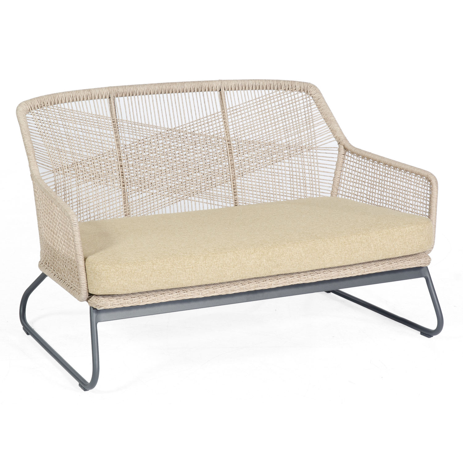 Sonnenpartner Couture Loungesofa Gartensofa Aluminium mit Polyrope white-shell