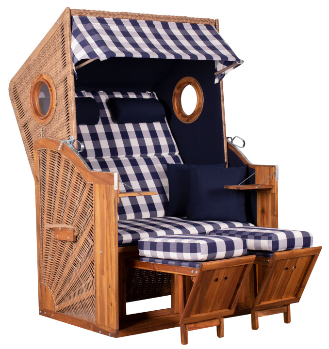 deVries Strandkorb TREND 45 PE walnut Akazie FSC® natural finis 120x80x155 cm