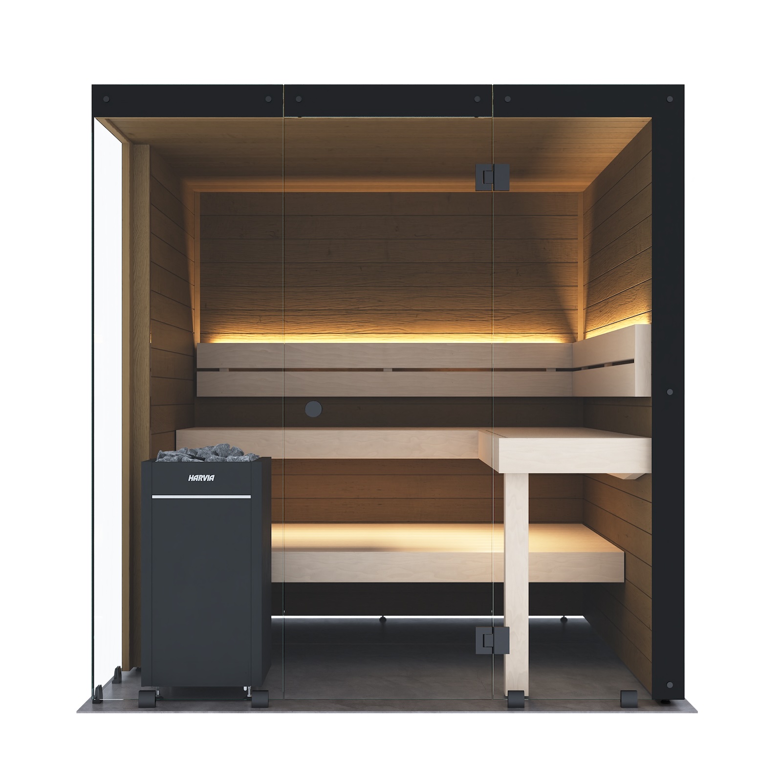 Harvia Block Left Large Saunakabine Design-Sauna aus Thermo-Erle 198x200x210cm inkl. LED Beleuchtung