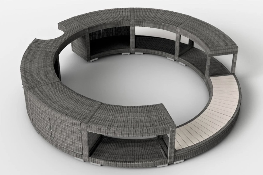 Softub Polyrattanumrandung inkl Einstieg graphite für Whirlpool Resort 300 und Poseidon