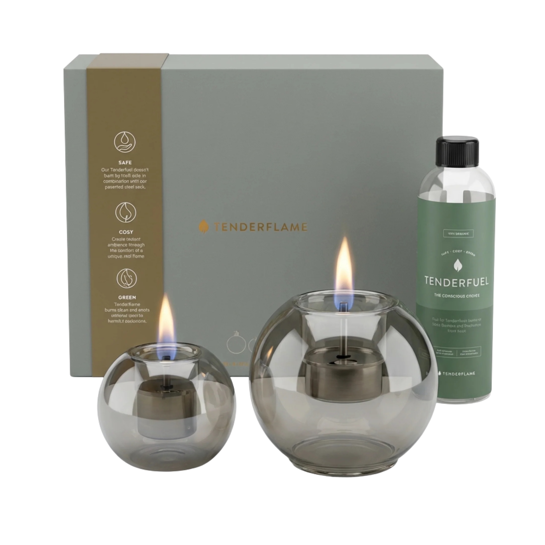 Tenderflame Geschenkset Globus Canale 10 & 15 Graphite+0,5 L Tenderfuel TF-600521