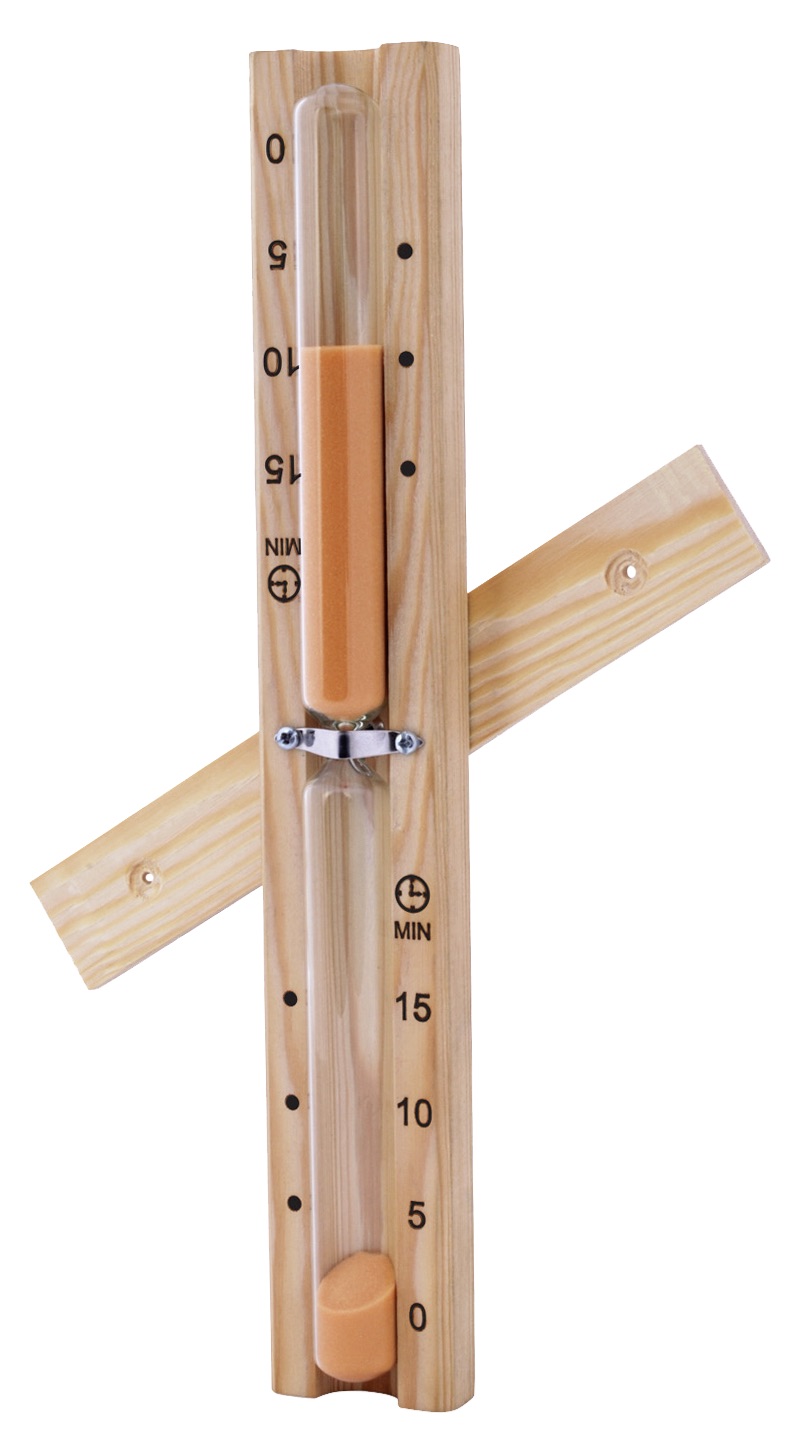 Harvia Sauna-Set Basic Aufgusseimer mit Saunakelle und Sanduhr aus Holz