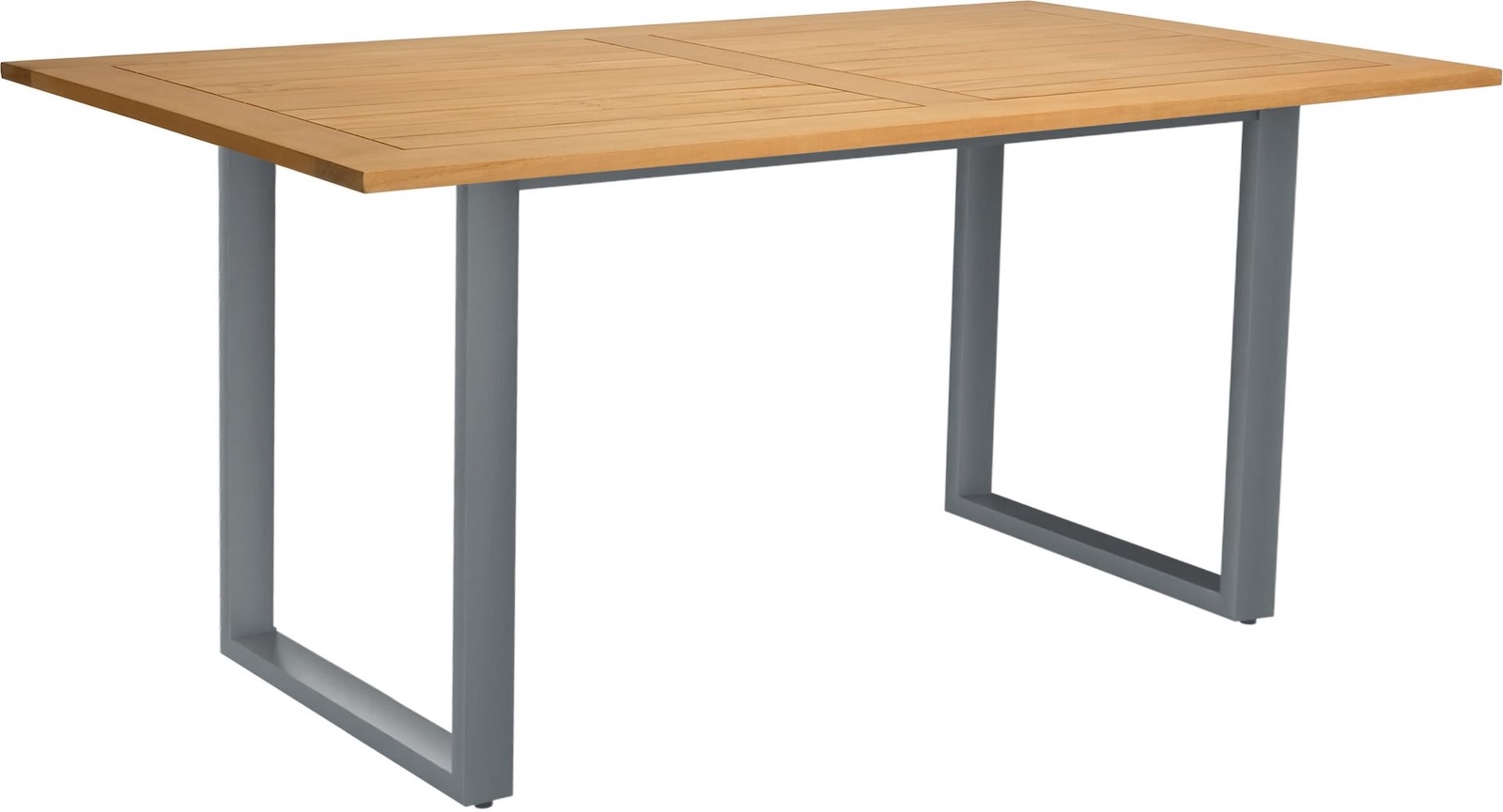 Stern Kufentisch Dining-Tisch Gartentisch Teakholz-Platte Aluminium/Edelstahl 180x100 cm