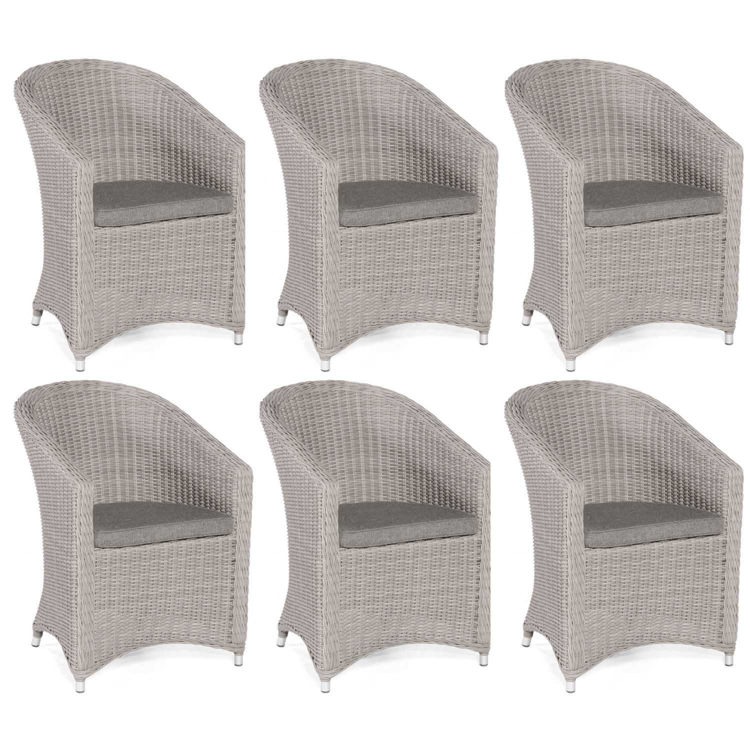 Sonnenpartner Solana 6er Set Gartenstuhl stone-grey Aluminium mit Polyrattan