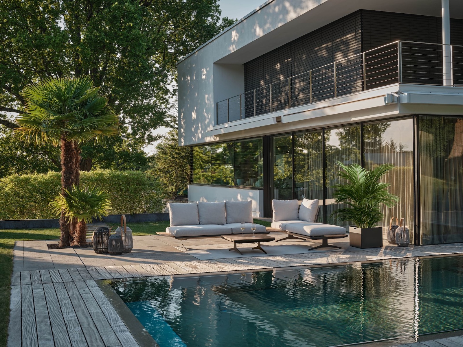 Stern Enya Lounge-Set 7-teilig granitgrau Lounge-Bank Lounge-Tisch Eckmodul Mittelelement Anstecktische