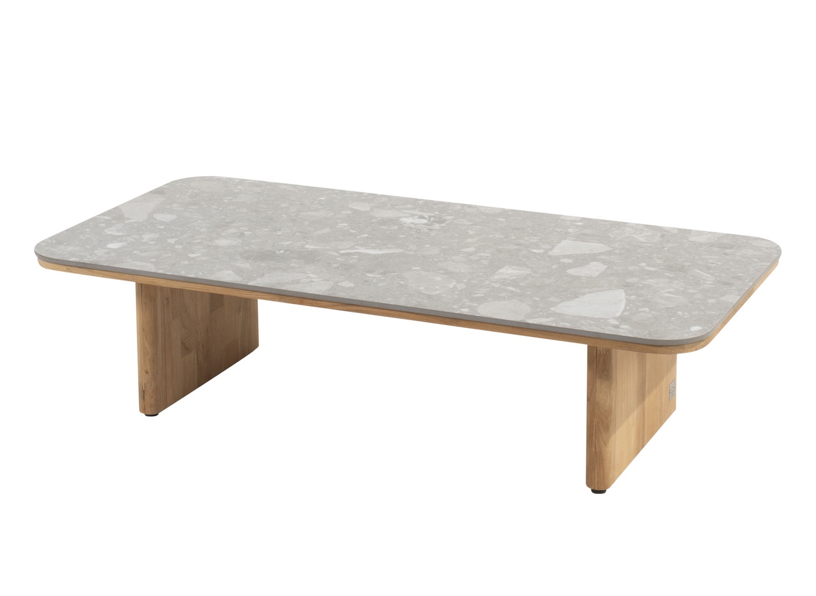 4Seasons - Lucas Kaffee-Tisch 120x60 cm Teak natur -  Keramik terrazzo