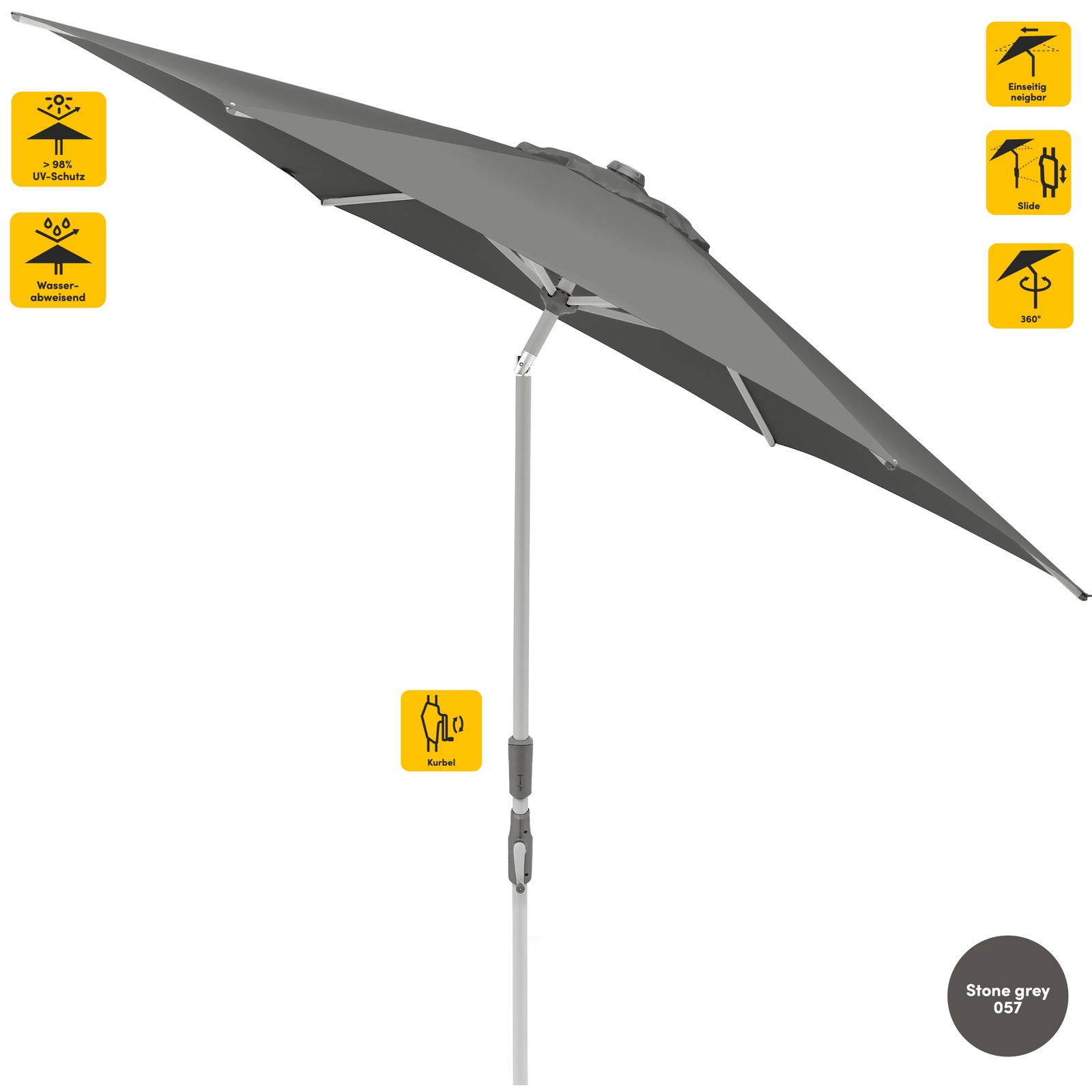 Sonnenschirm SUNCOMFORT® by Glatz Slide ø 250 cm rund in Stone Grey 057