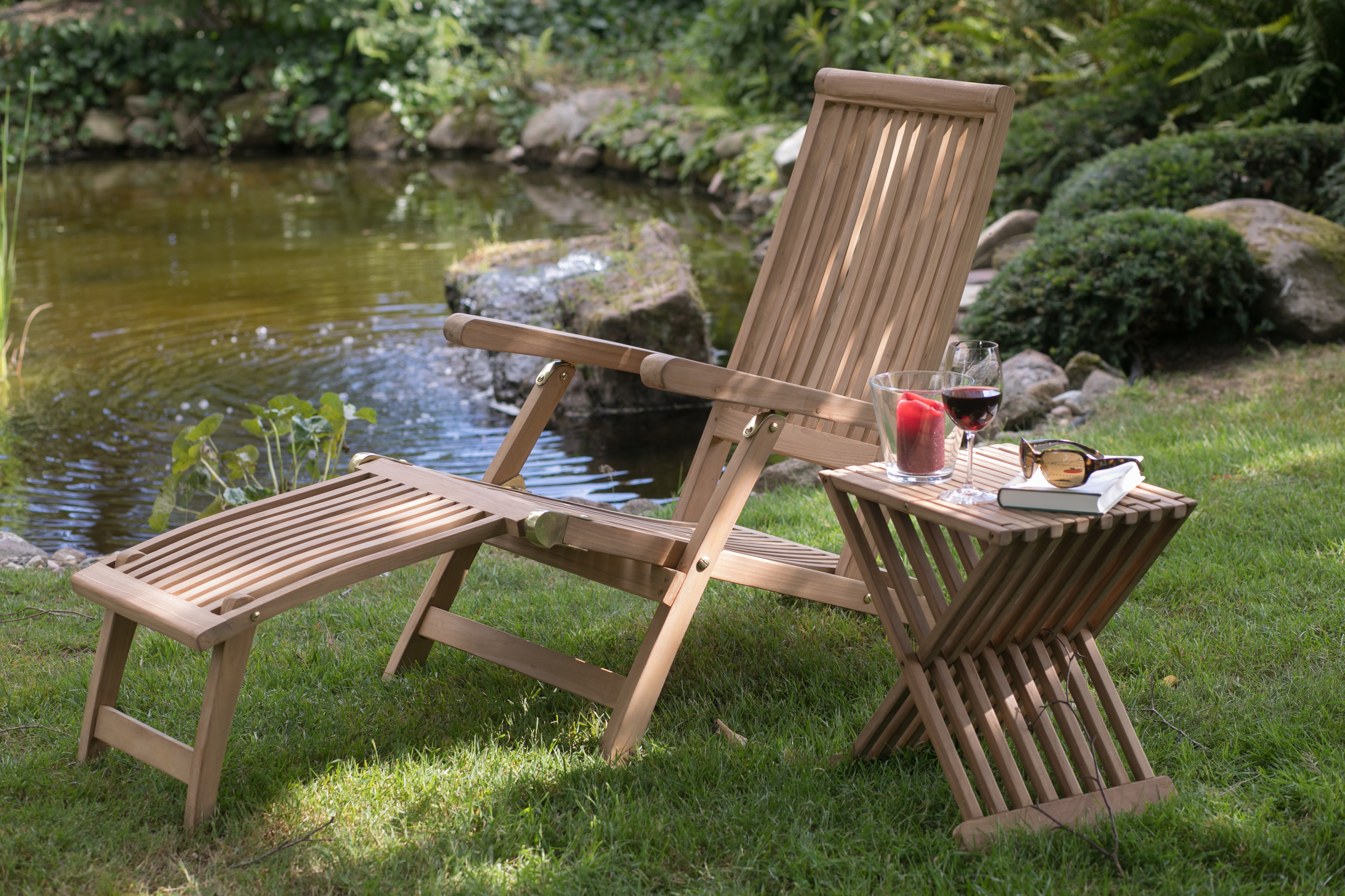 deVries Beistelltisch/Hocker "WOODIE" aus Teakholz klappbar Holztisch 41x33x45cm