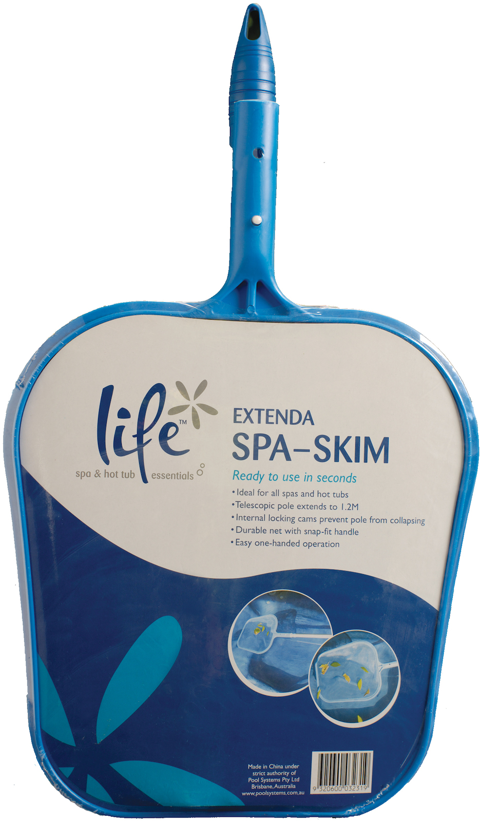 Life Extenda Spa-Skim Skimmer Laubkescher mit Teleskopstange Kescher für Whirlpools
