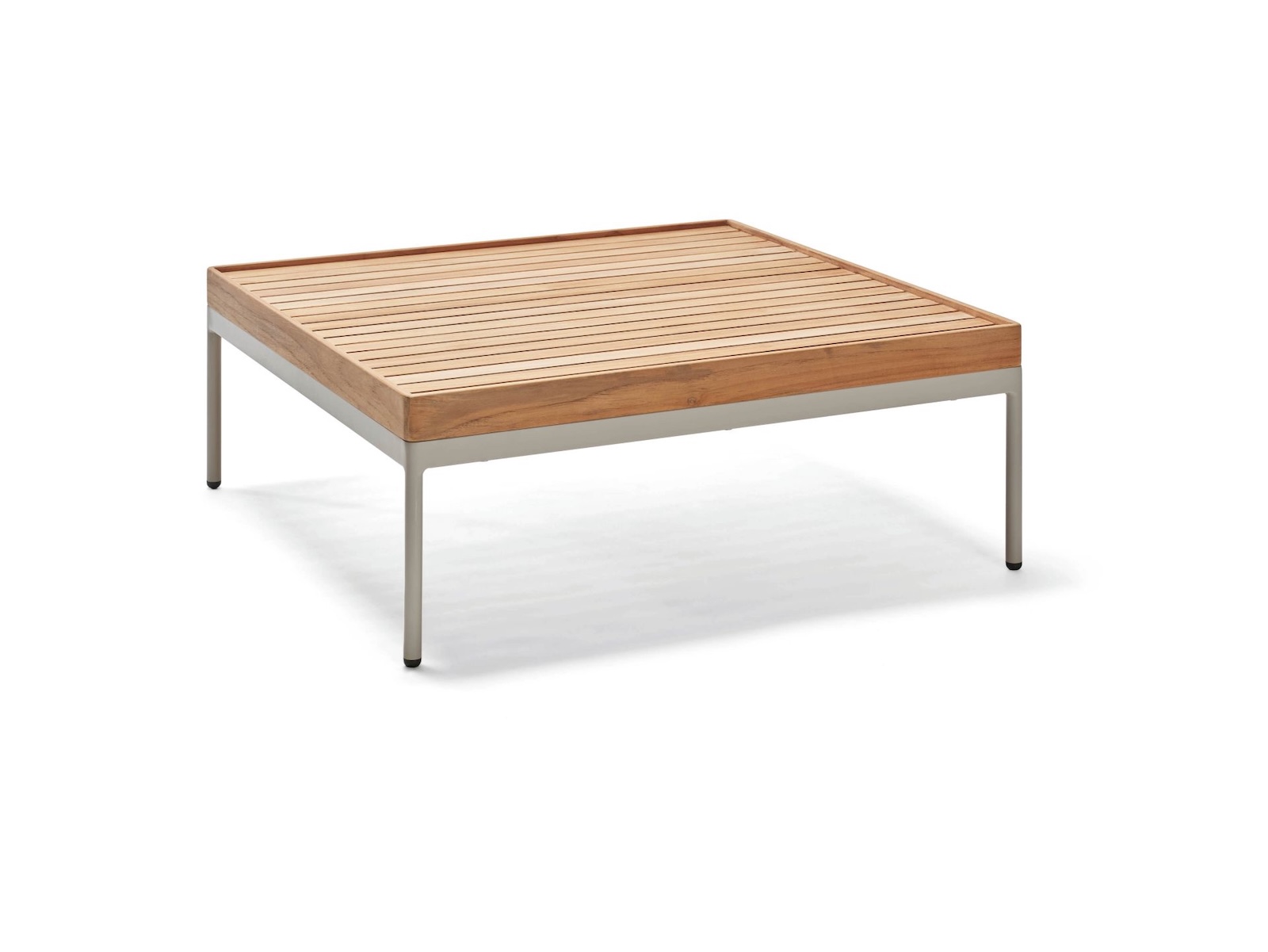 Stern Coco Beistelltisch Gartentisch Lounge-Tisch Aluminium greige Teakholz-Platte