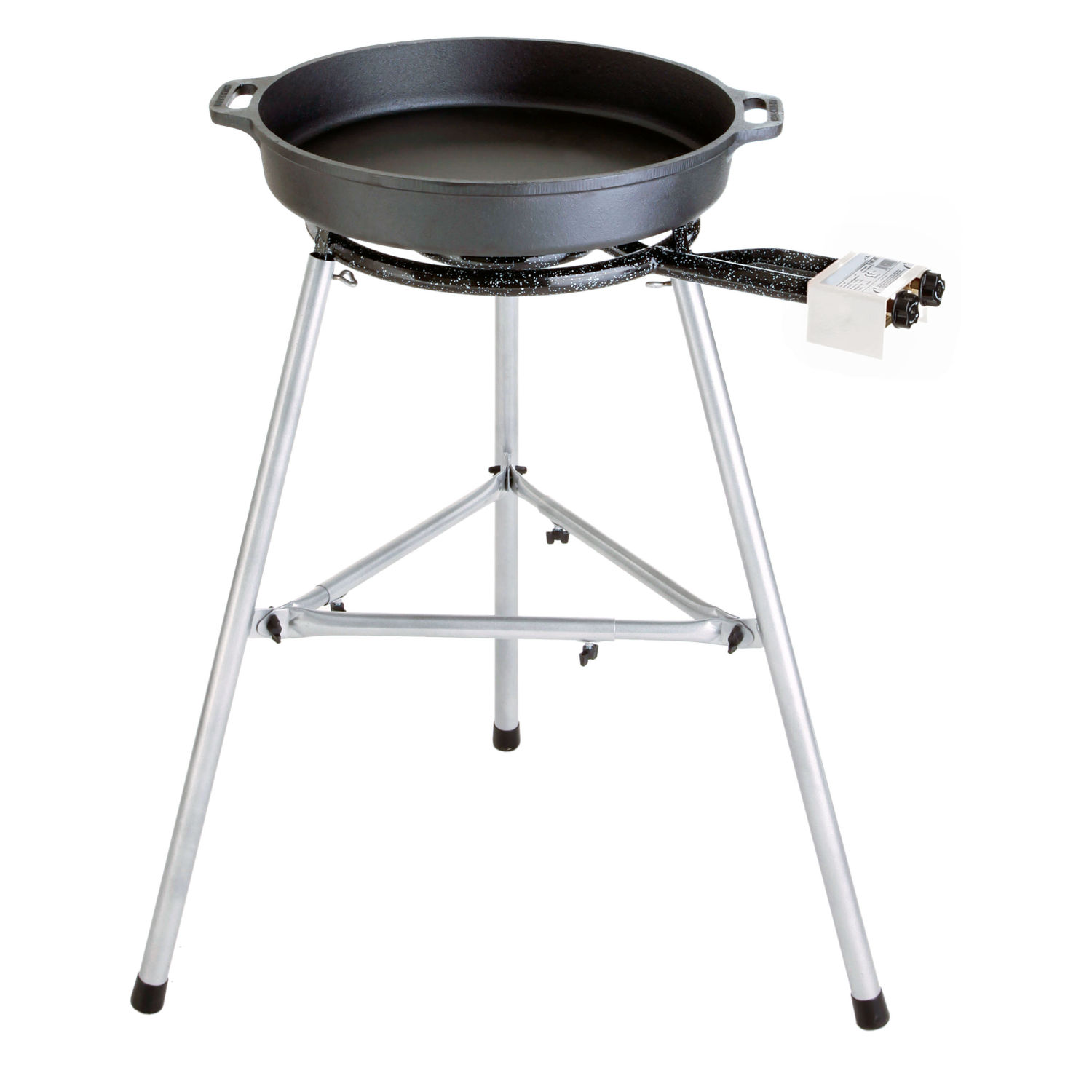 Paella World Gusspfannen Set 1 Brenner mit Paella-Pfanne Gusseisen Ø 38/40 cm Gastronomie/Catering