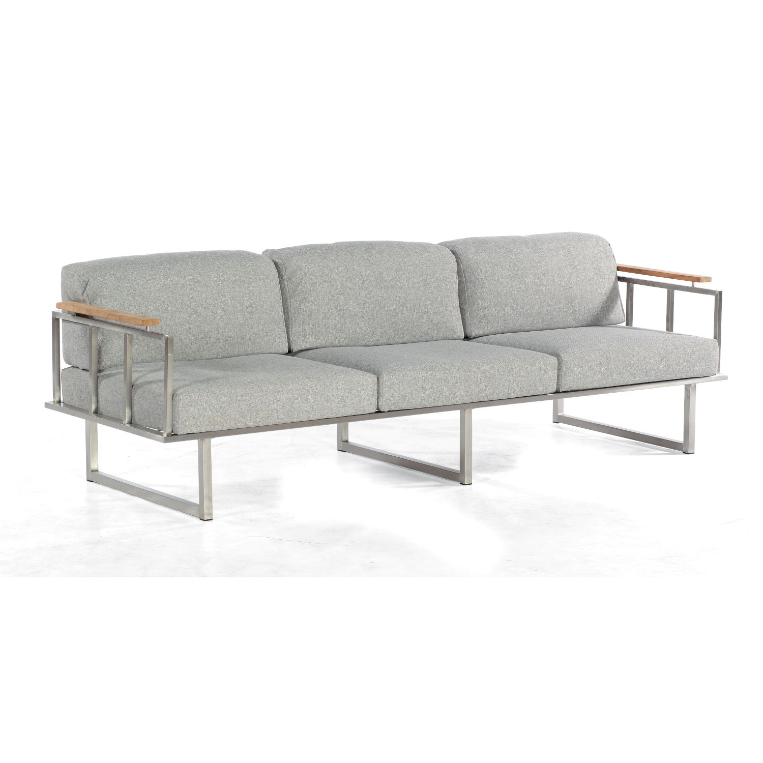 Sonnenpartner Lotus 3-Sitzer Lounge-Sofa Edelstahl mit Teakholz Loungesofa
