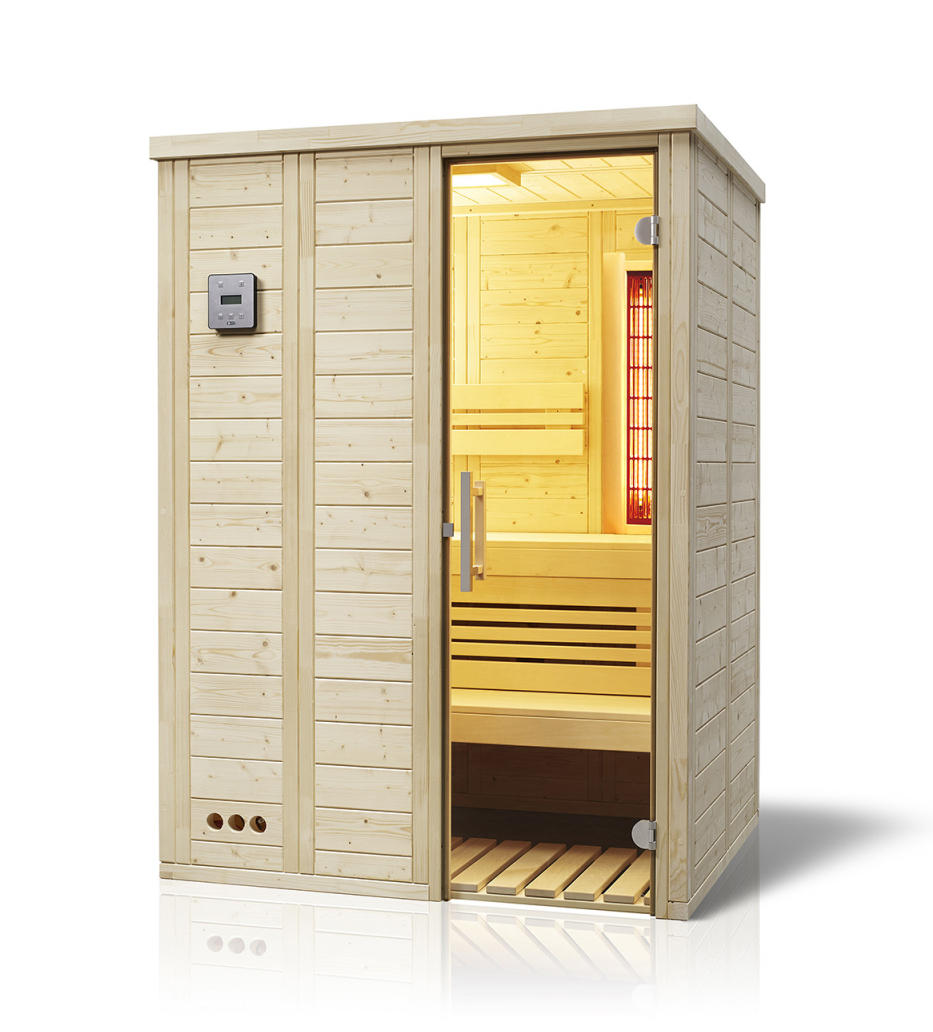Infraworld Vitalis 148 Complete Fichte Saunakabine mit Infrarotstrahler 148x119x200 cm