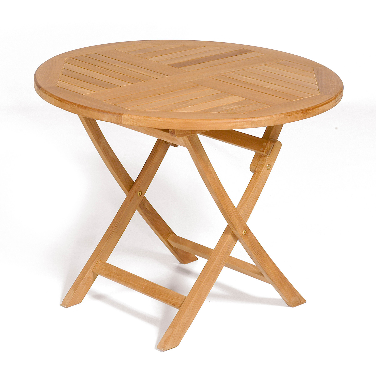 SunnySmart York Teakholz-Klapptisch Balkontisch Gartentisch rund Ø 90 cm natur