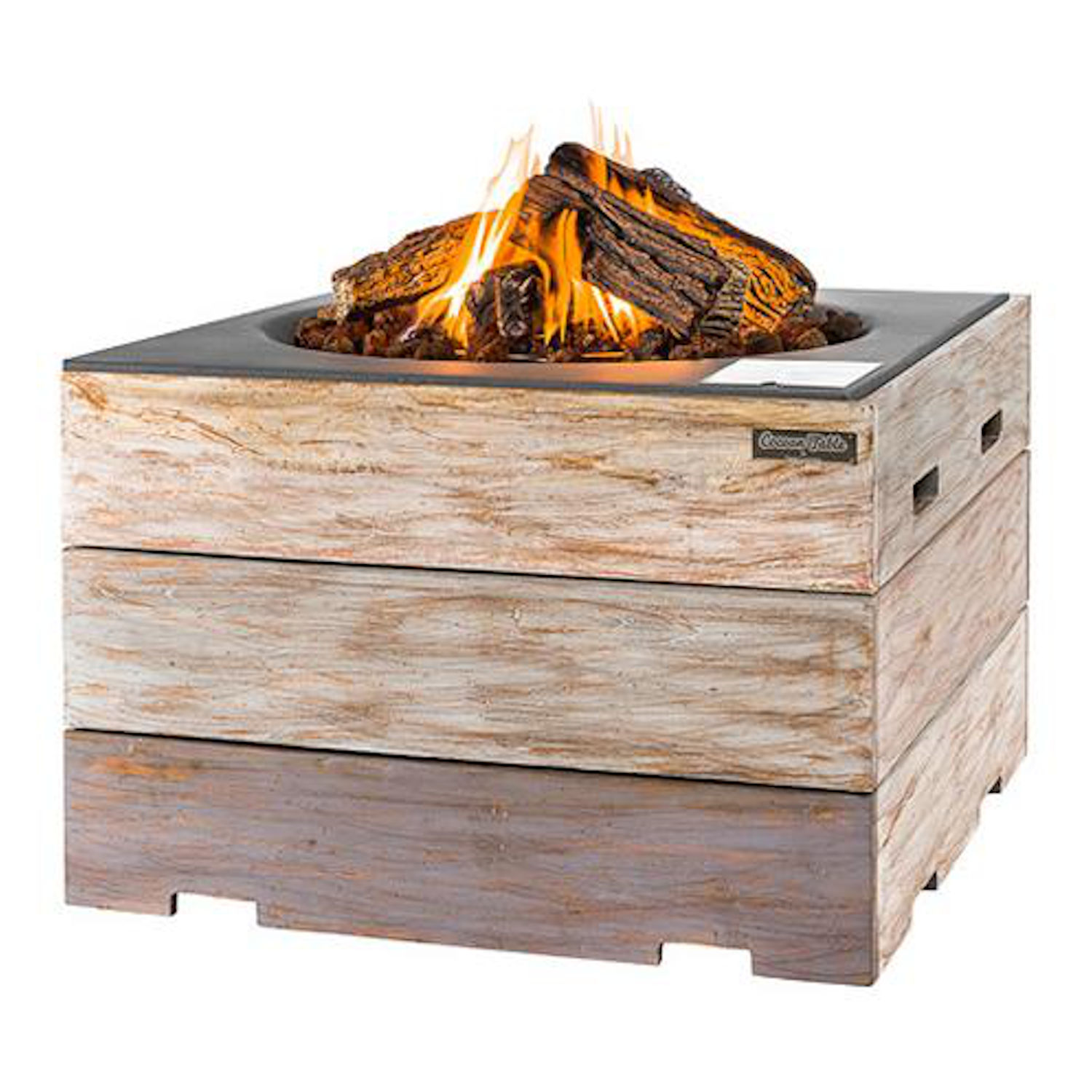 Happy Cocooning Mania Nice&Nasty Feuertisch Quadratisch Teakholz Grau 19,5 kW