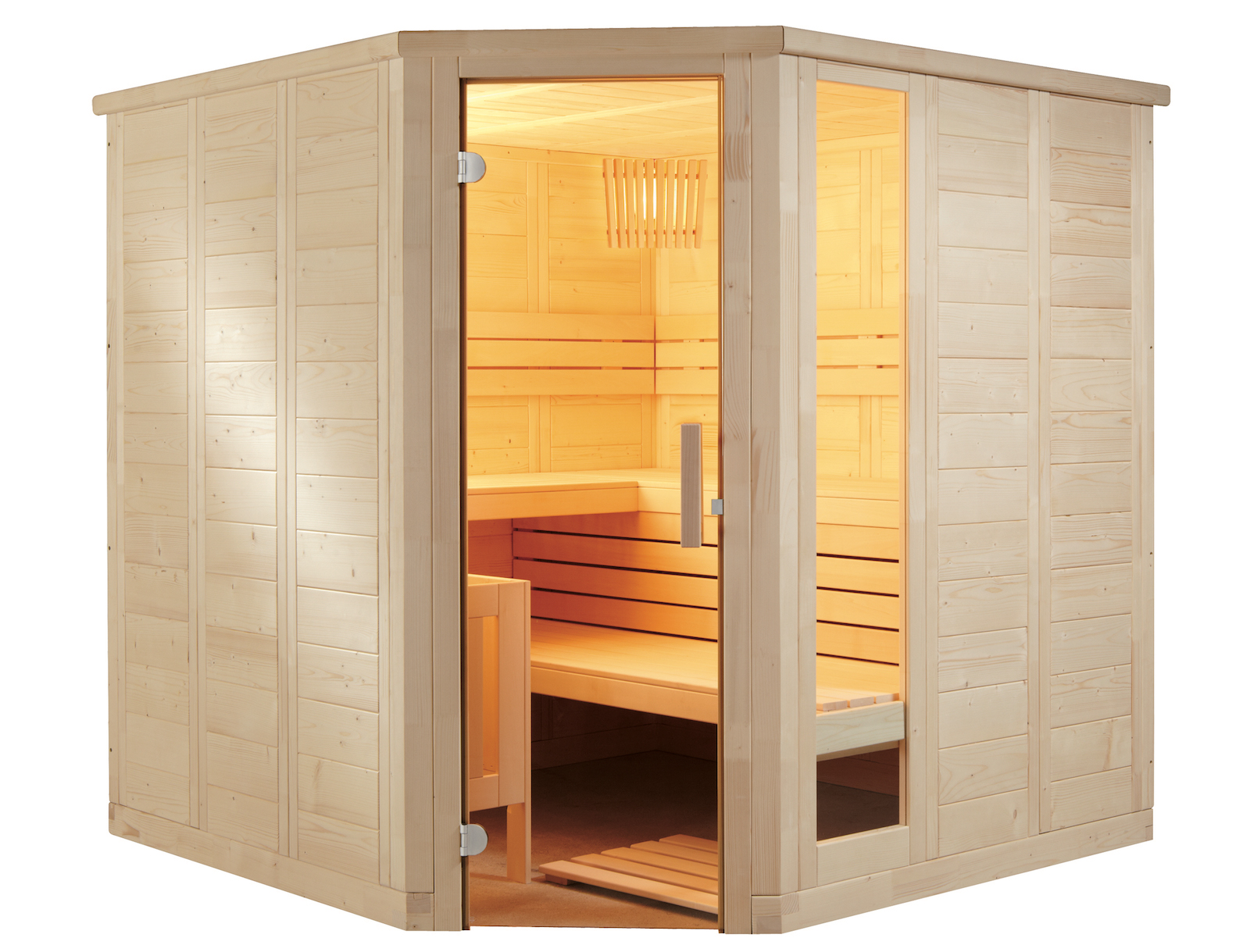 Harvia Komfort Corner Large Massivsauna Saunakabine Fichte ca. 234x206x204 cm