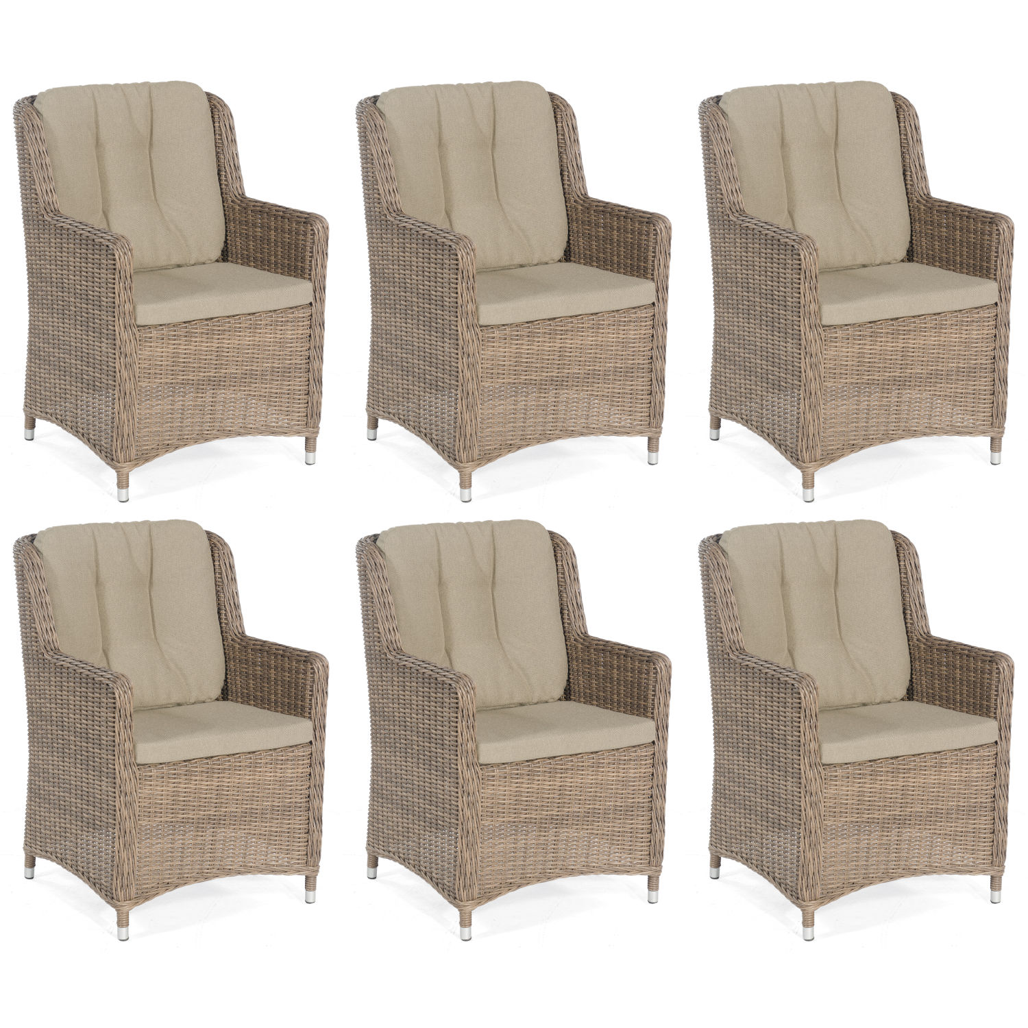 Sonnenpartner 6er-Set Garten-Sessel Avatar Aluminium mit Polyrattan rustic-stream Gartenstuhl Hochlehner