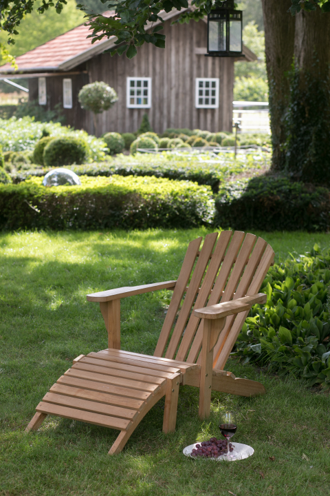 deVries Adirondack "WOODIE" Gartenlounger aus Teakholz inkl. Polster 73x141x86cm